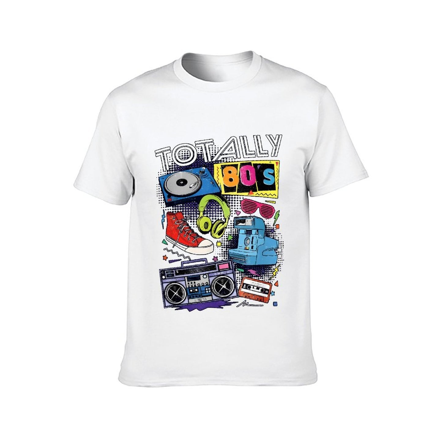 Inkmay Casual Cotton T-shirt Totally Eighties Retro Style Artwork Design Unisex T-shirtShrink-Resistant Performance T-Shirt
