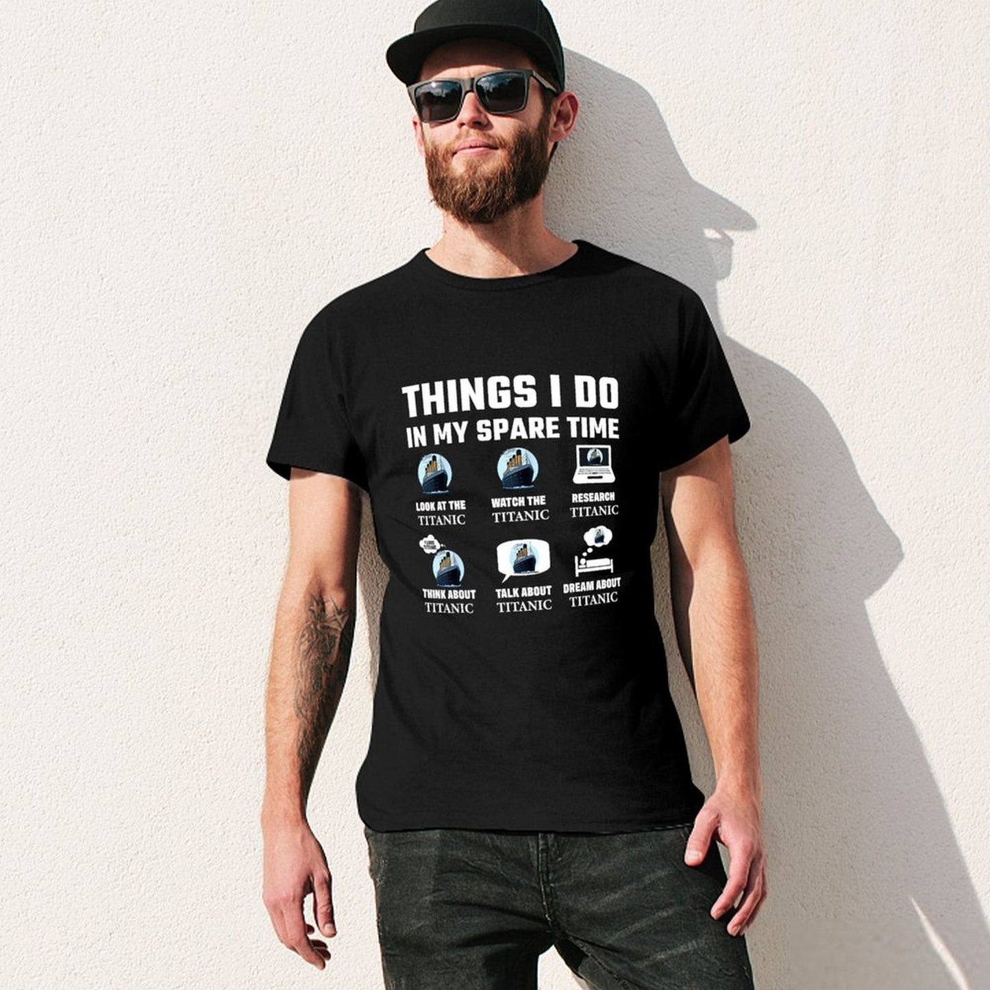 Inkmay Casual Cotton T-shirt Titanic Ship On Iceberg Background Unisex T-shirtUnisex TimelessComfort T-Shirt