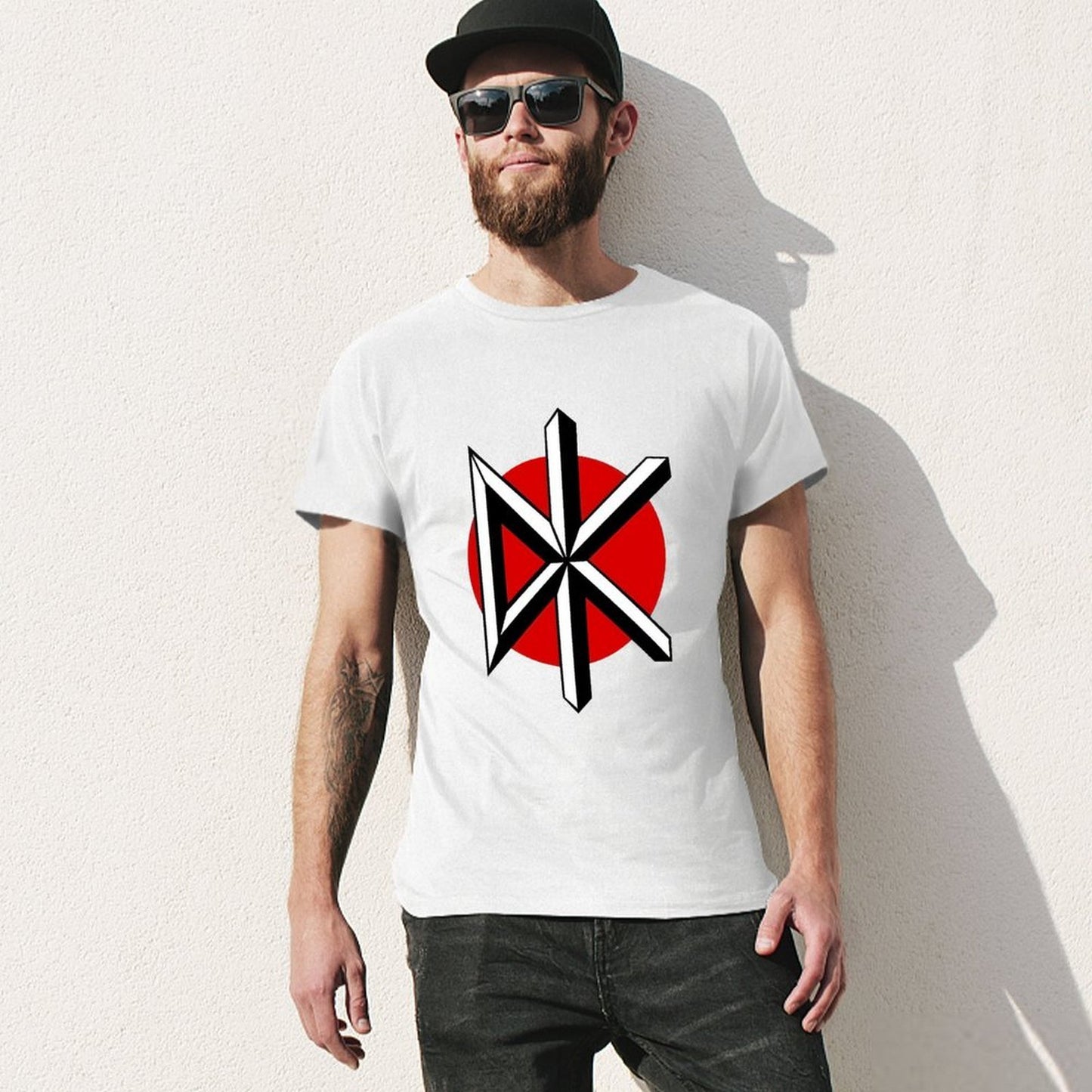 Inkmay Casual Cotton T-shirt Red And White Cross Pattern Design Unisex T-shirtLifestyle On-Demand T-Shirt