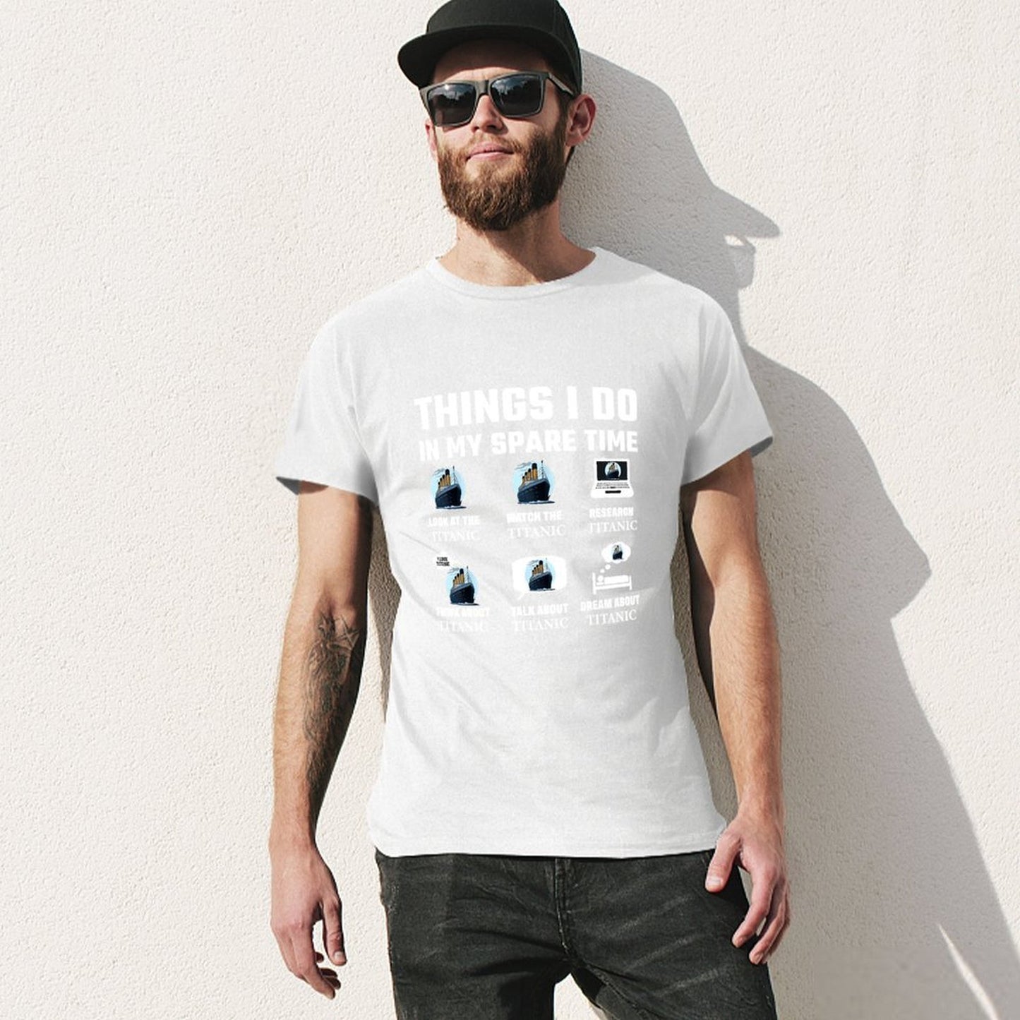 Inkmay Casual Cotton T-shirt Titanic Ship On Iceberg Background Unisex T-shirtUnisex TimelessComfort T-Shirt