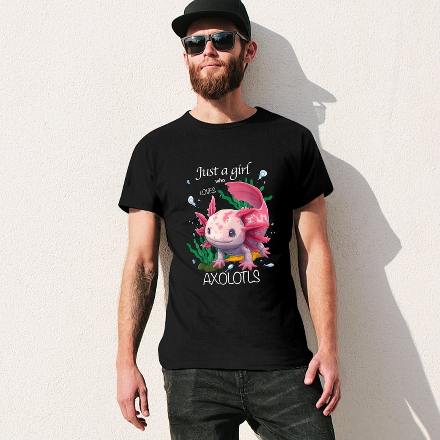 Inkmay Casual Cotton T-shirt Just A Girl Who Loves Axolotls Unisex T-shirtTrueStyle Wrinkle-Free T-Shirt