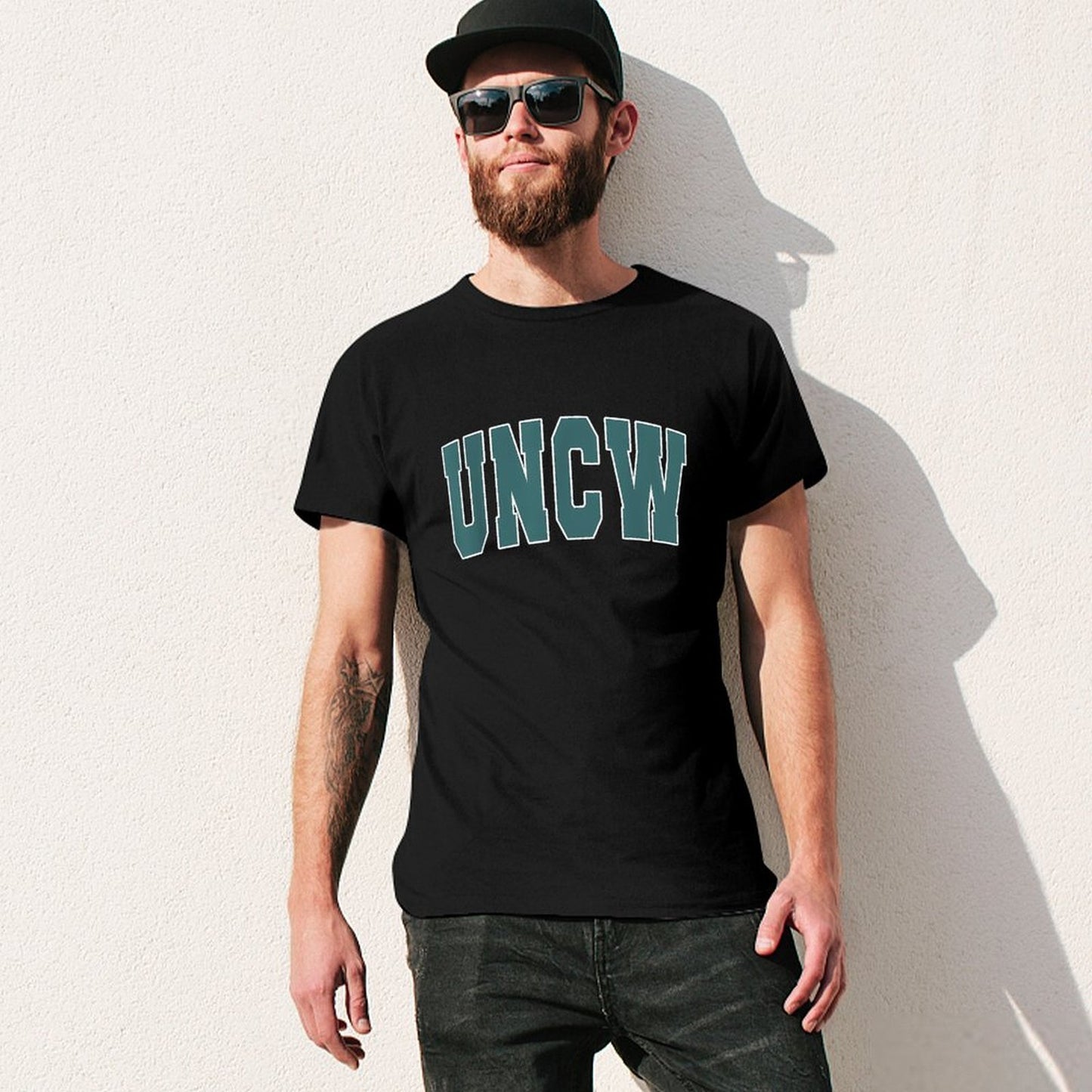 Inkmay Casual Cotton T-shirt Uncw Logo In Teal Color Unisex T-shirtPremium Finish RegularFit T-Shirt
