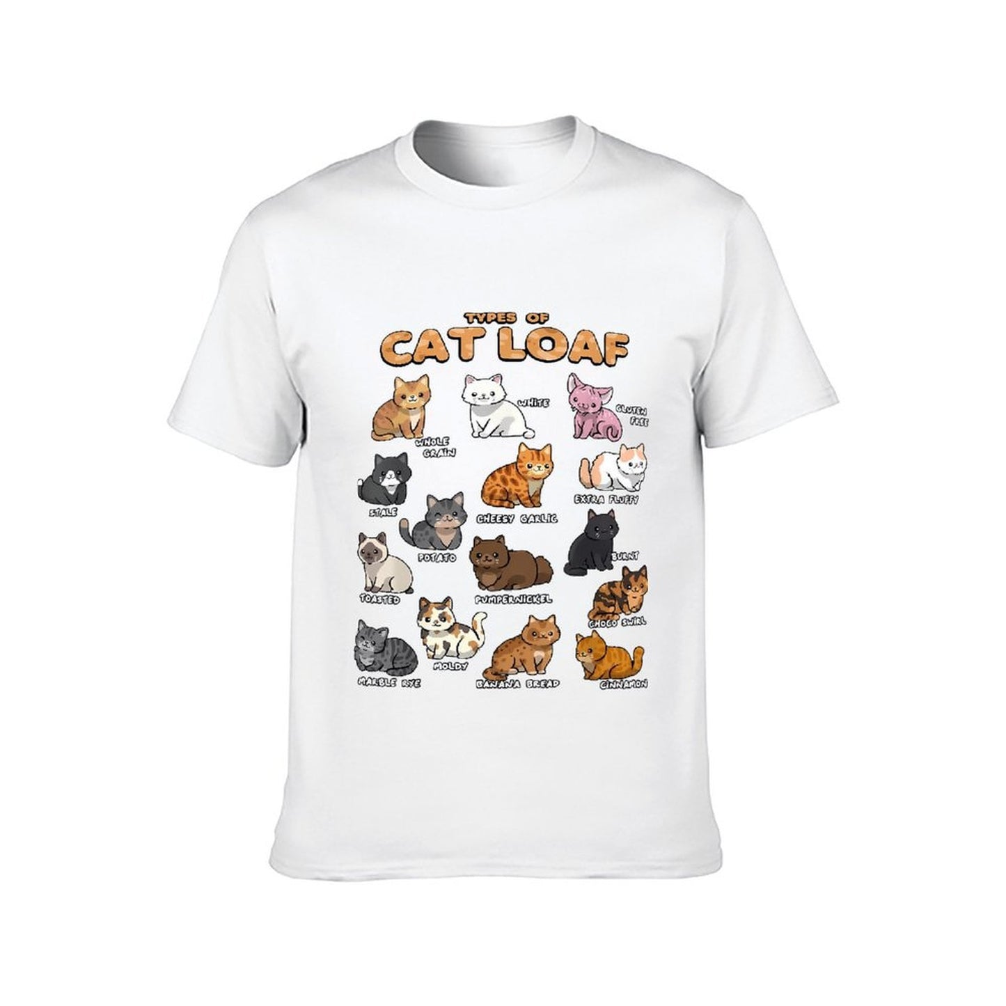 Inkmay Casual Cotton T-shirt Cat Loaf Types Illustrated Cartoonishly Unisex T-shirtRegularFit Durable T-Shirt