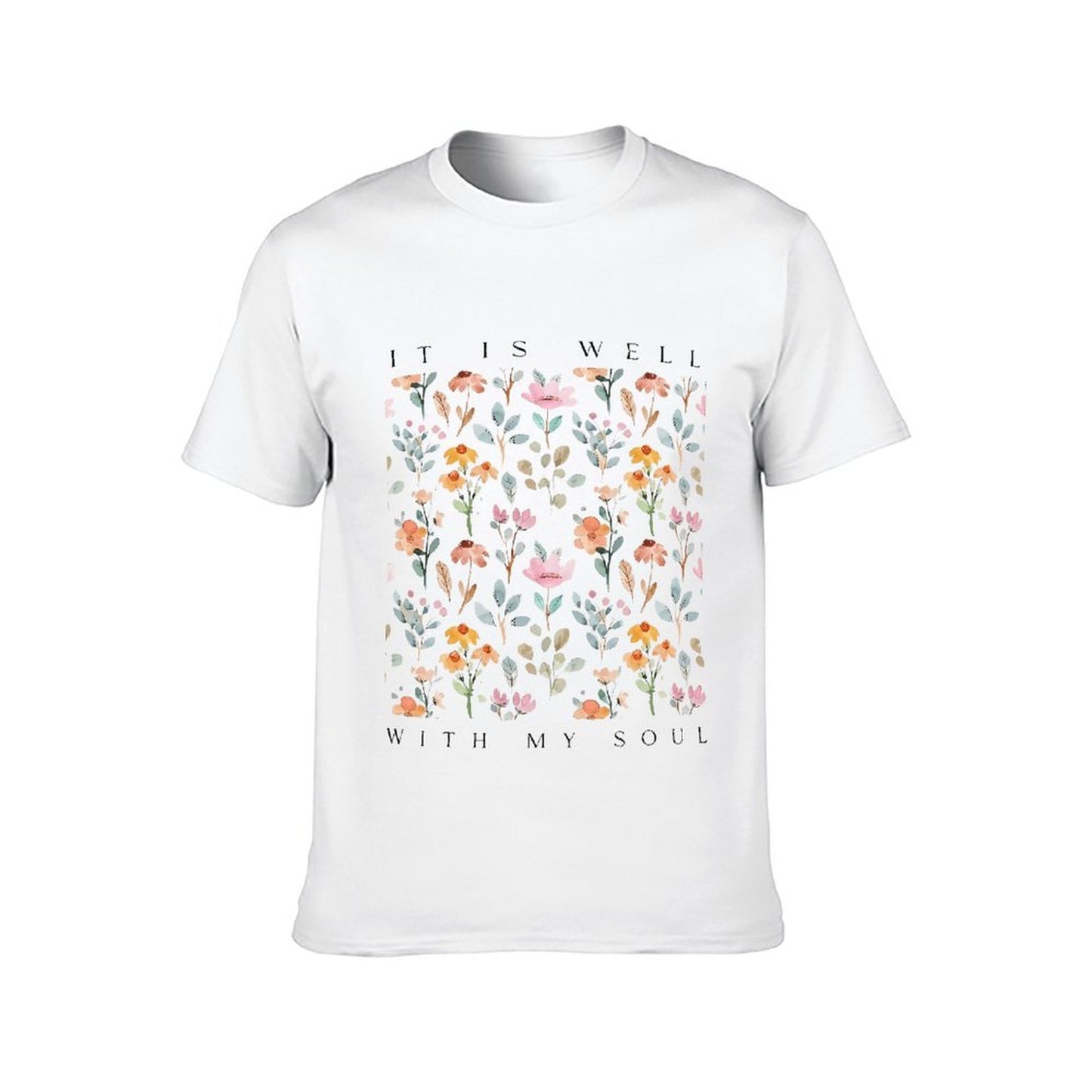 Inkmay Casual Cotton T-shirt Floral Pattern With Soft Colors And Unisex T-shirtComfortLine Premium Finish T-Shirt