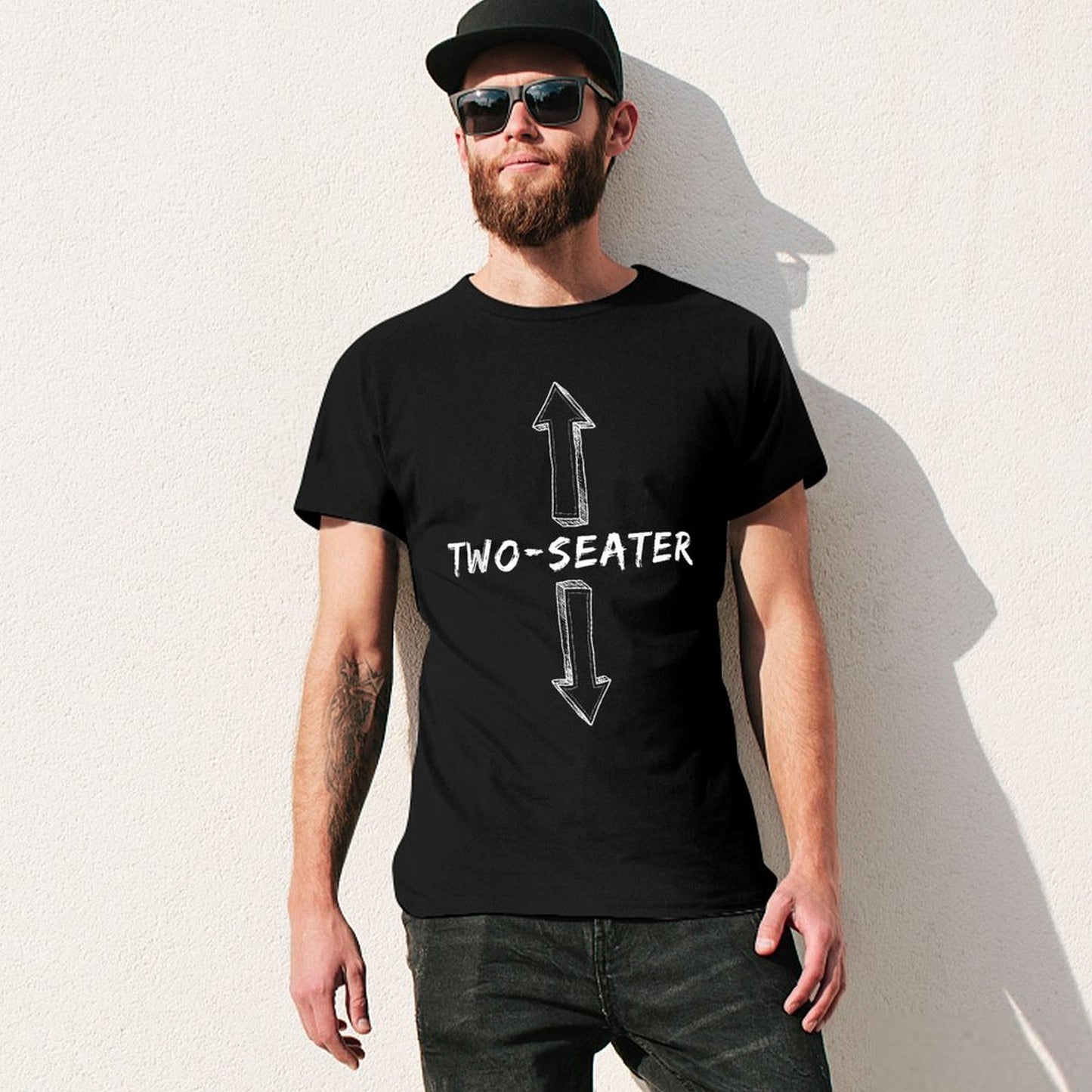 Inkmay Casual Cotton T-shirt Two Seater Arrows On Gray Background Unisex T-shirtClassicStyle Printed T-Shirt