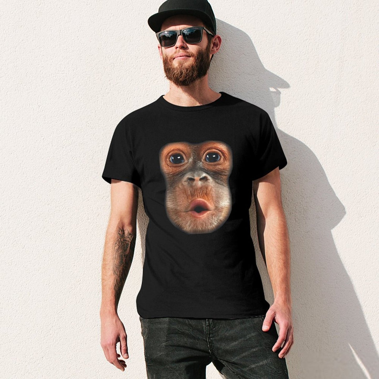 Inkmay Casual Cotton T-shirt Monkey Face With Open Mouth Unisex T-shirtVibrant Colors StreetStyle T-Shirt