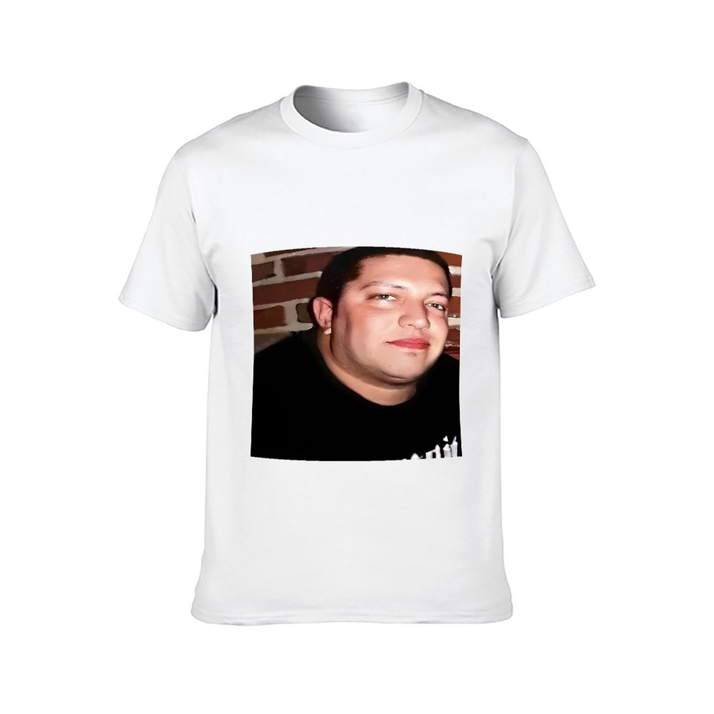 Inkmay Casual Cotton T-shirt Man Wears Black Shirt Against Brick Unisex T-shirtTrueFit Clean Edges T-Shirt