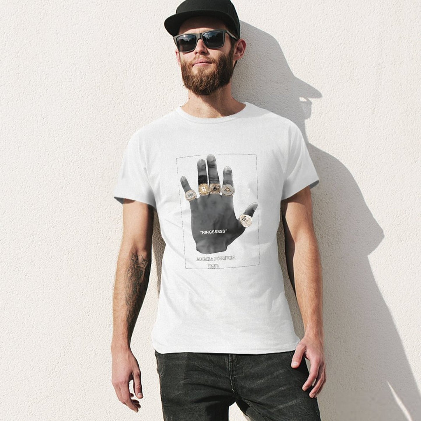 Inkmay Casual Cotton T-shirt Hand Holding Rings Mamba Forever Und Unisex T-shirtPlain Fade-Resistant T-Shirt