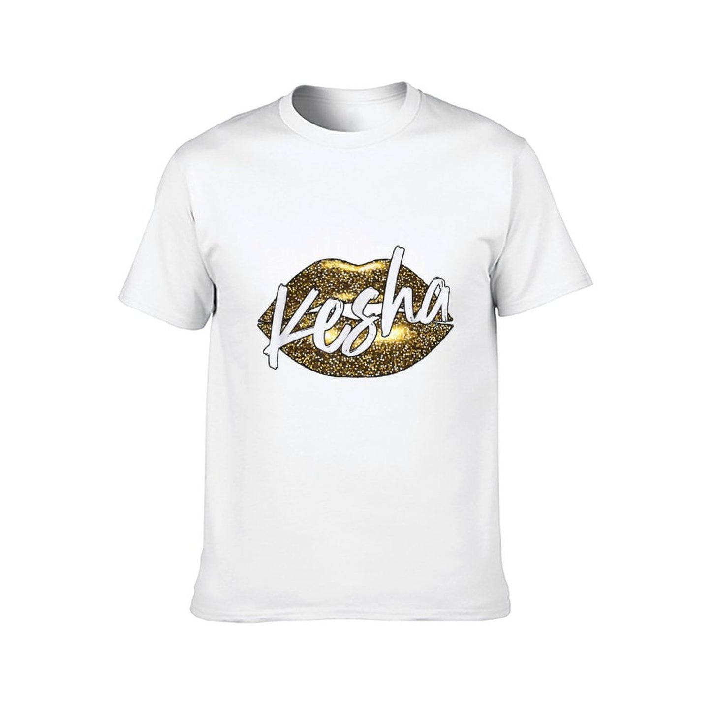 Inkmay Casual Cotton T-shirt Golden Lips With Kesha Written Unisex T-shirtSmoothWear Crewneck T-Shirt