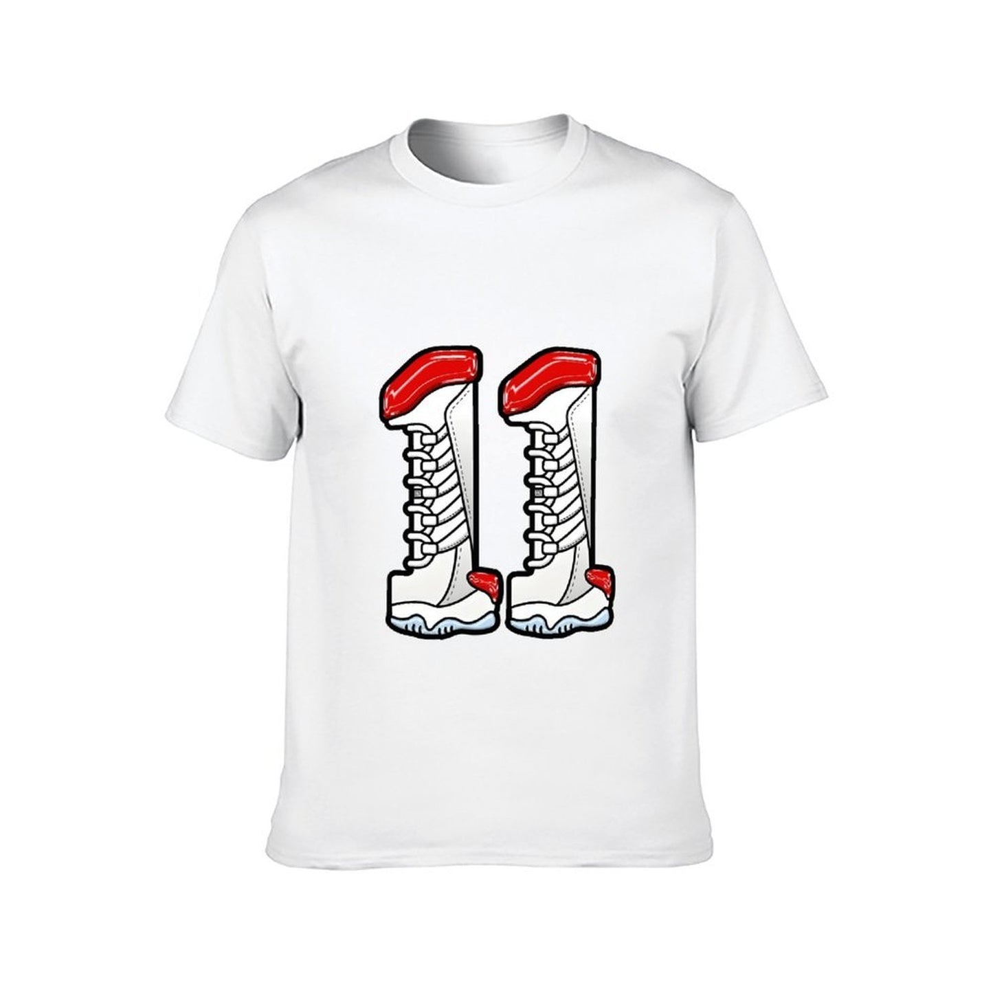 Inkmay Casual Cotton T-shirt White Boots With Red Accents Unisex T-shirtPure Fundraising T-Shirt