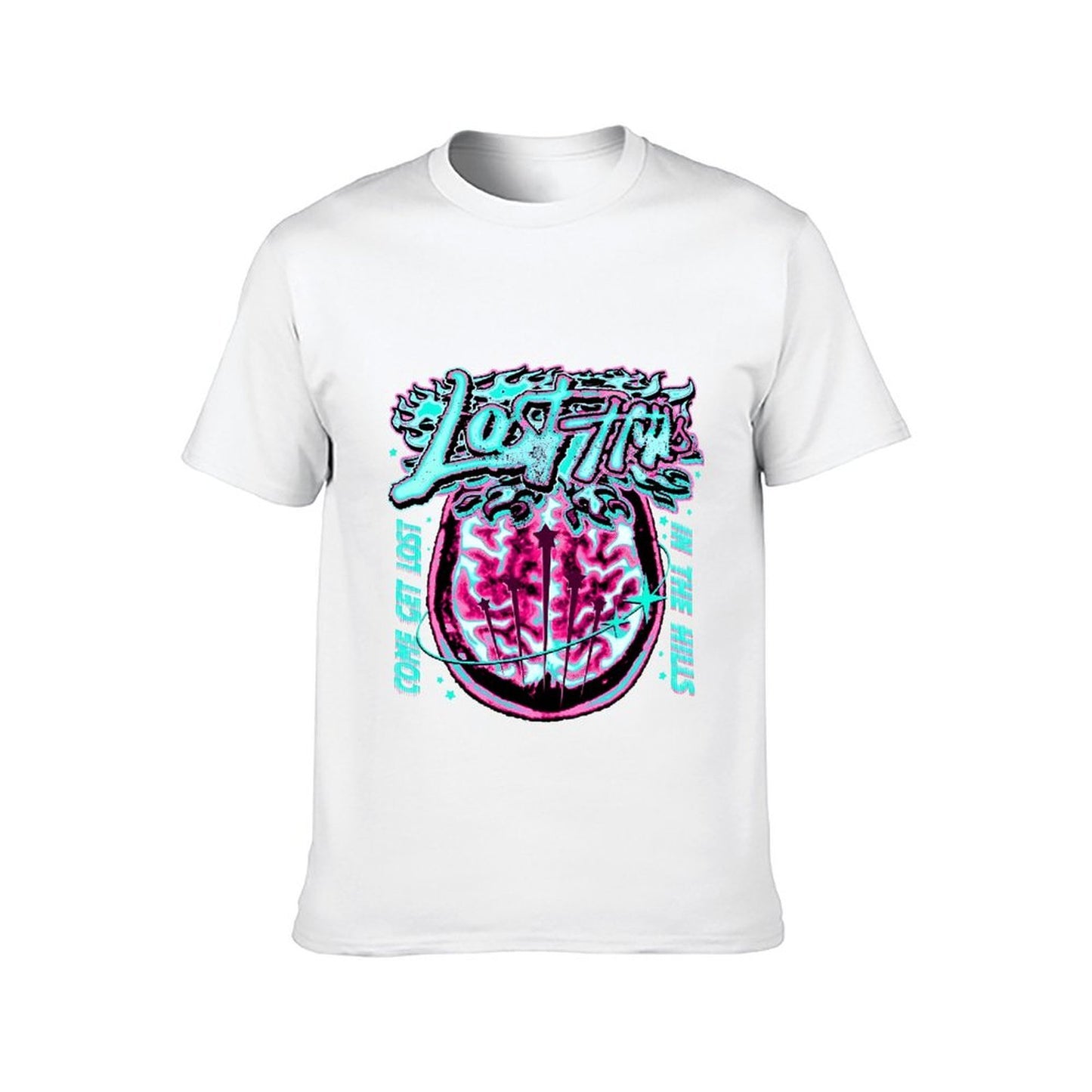 Inkmay Casual Cotton T-shirt Lost Art Brain Design Print Artwork Unisex T-shirtEasyWear Wrinkle-Free T-Shirt