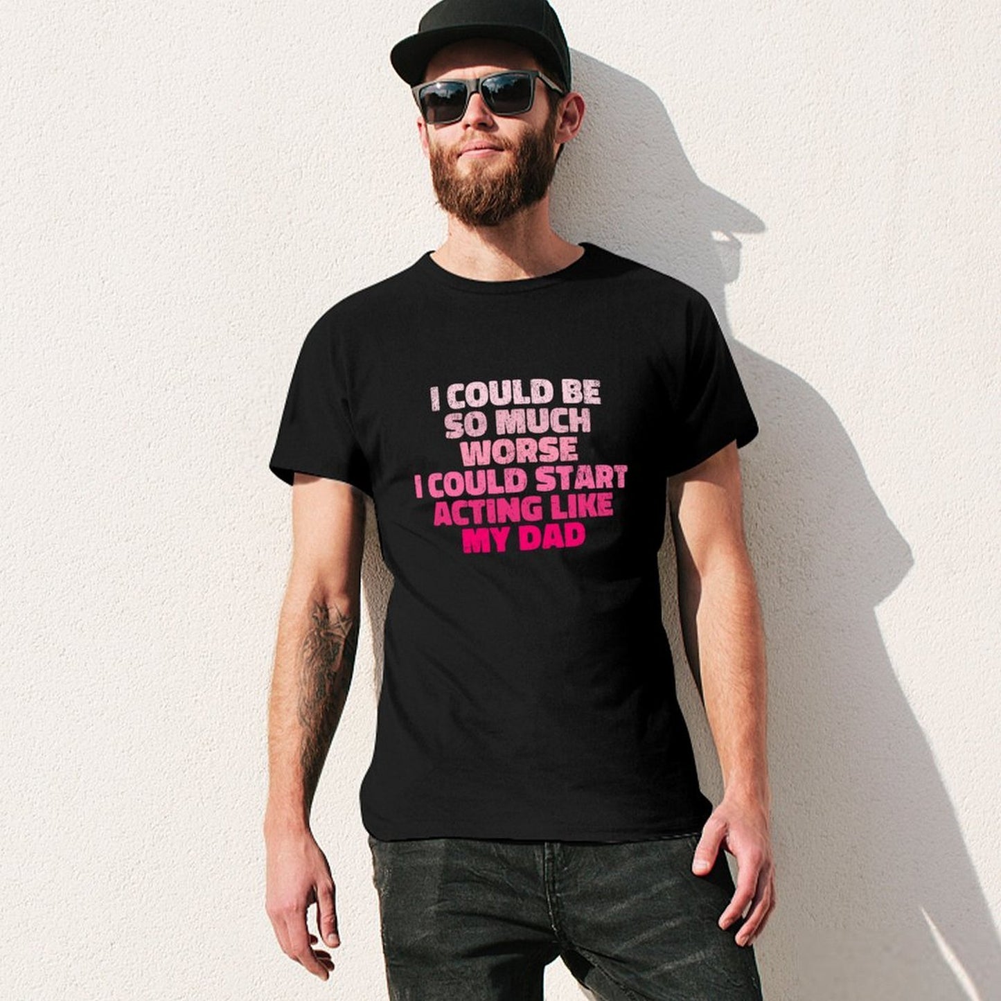 Inkmay Casual Cotton T-shirt Abstract Pink Layers Form Unique Design Unisex T-shirtLooseFit Performance T-Shirt