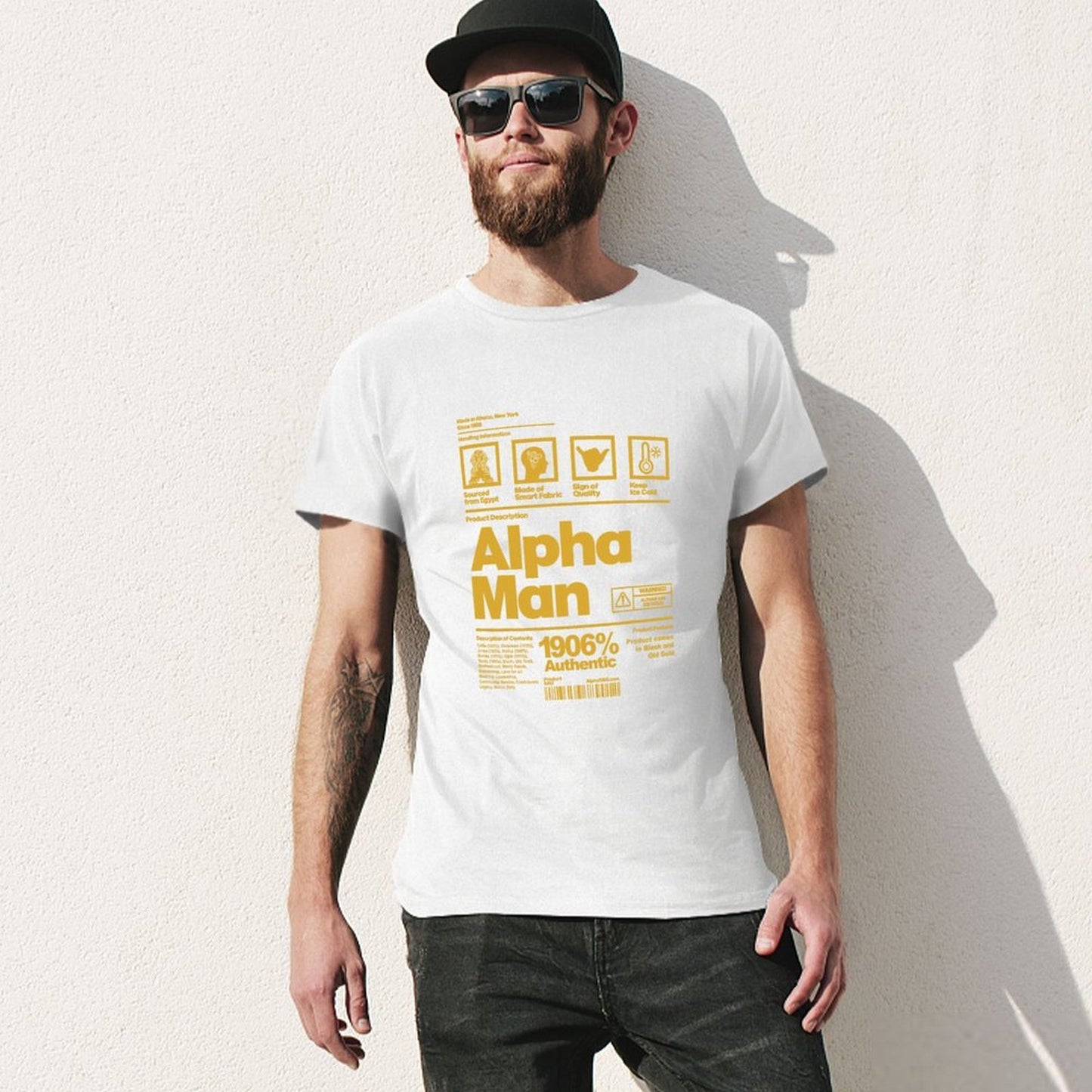 Inkmay Casual Cotton T-shirt Abstract Geometric Shapes On Yellow Background Unisex T-shirtUltra Durable Premium T-Shirt