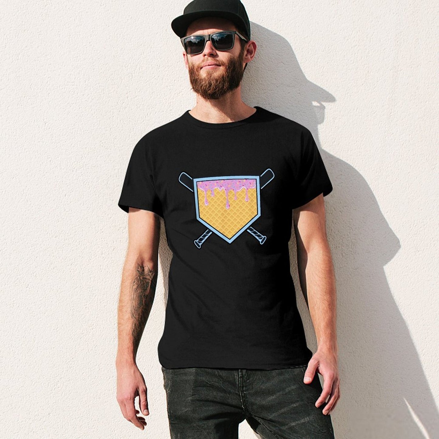 Inkmay Casual Cotton T-shirt Ice Cream Dripping On Waffle Unisex T-shirtOversized Premium T-Shirt