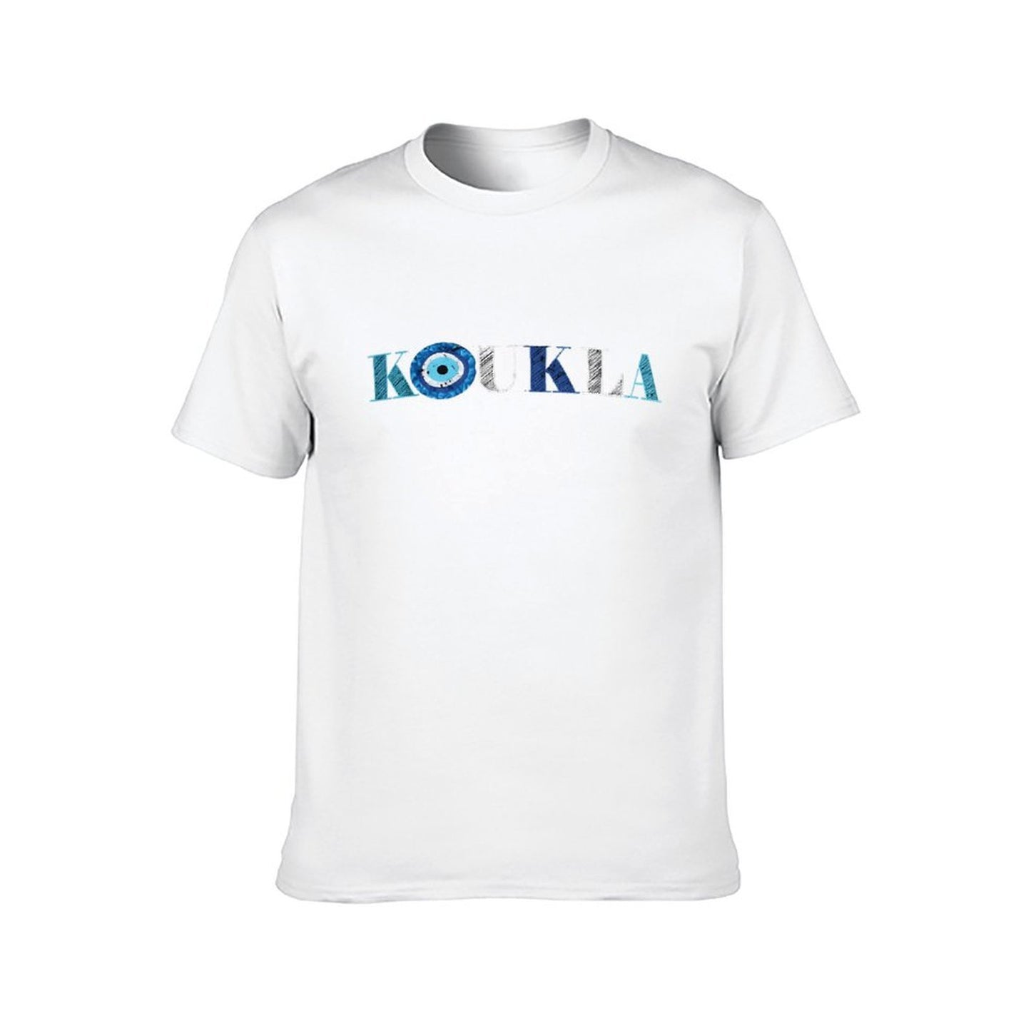 Inkmay Casual Cotton T-shirt Koukla Pattern Prints With Blue Accents Unisex T-shirtCleanCut Signature T-Shirt