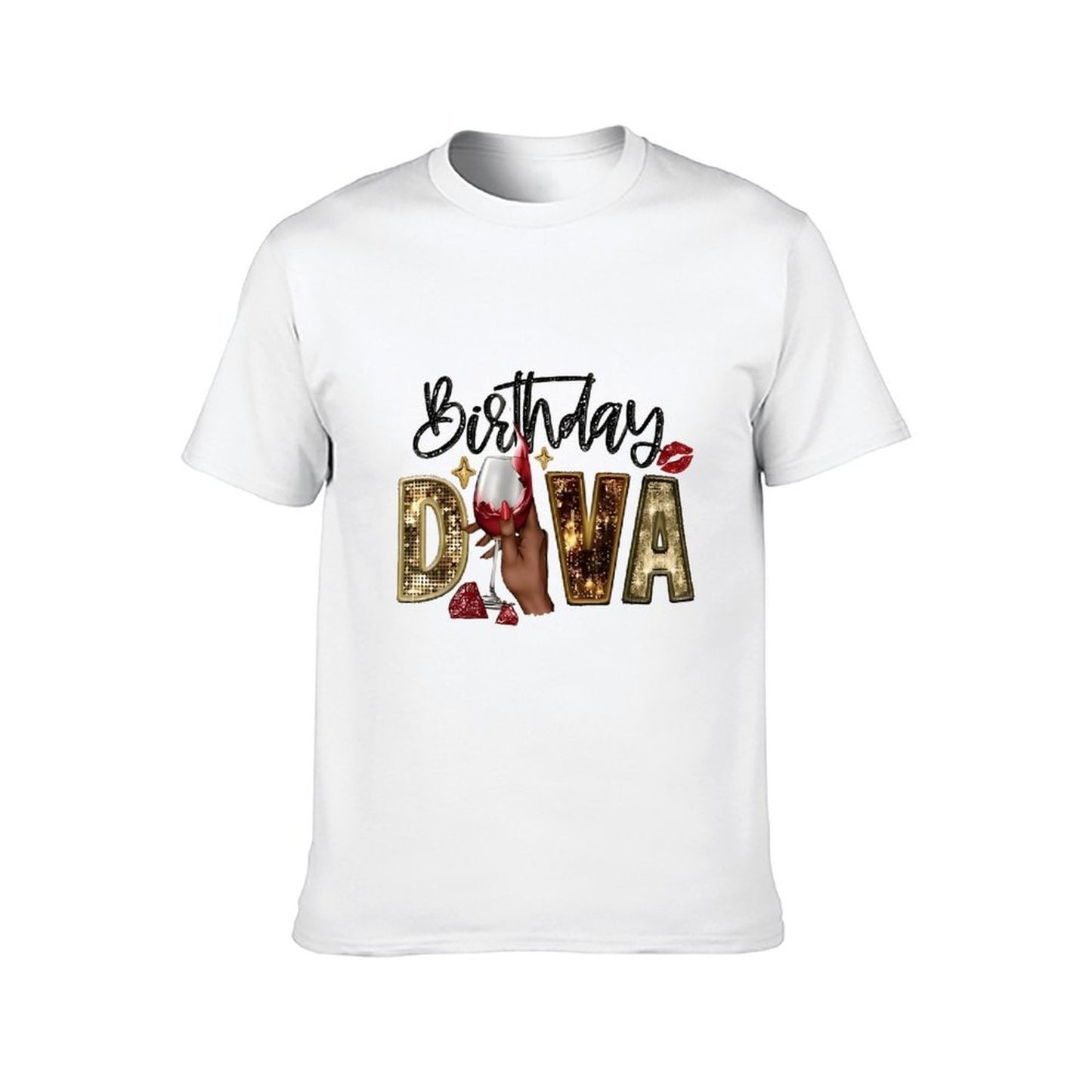 Inkmay Casual Cotton T-shirt Birthday Diva Sparkling Gold And Red Unisex T-shirtPremium Finish Modern T-Shirt