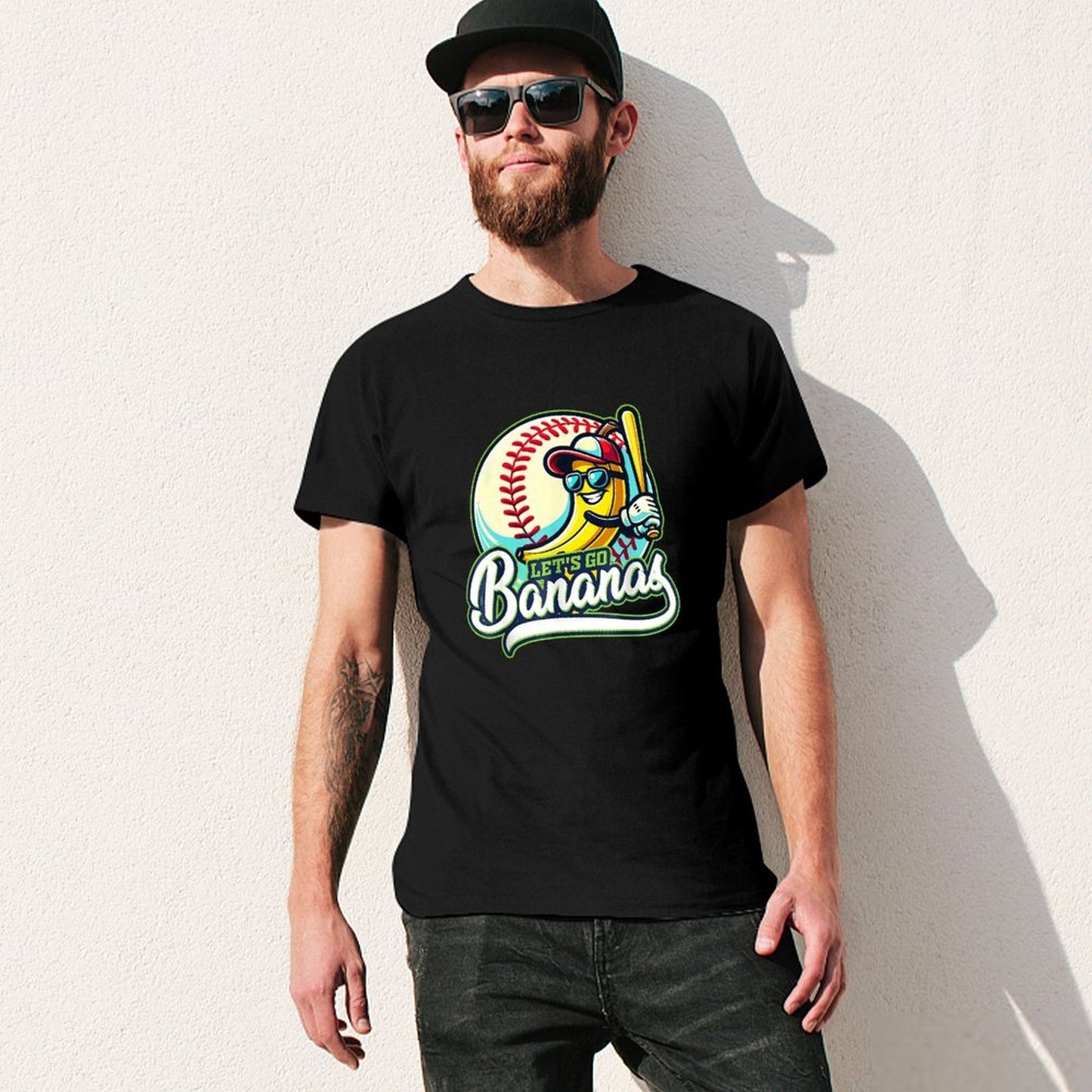 Inkmay Casual Cotton T-shirt Baseball Banana Holding Bat Let S Unisex T-shirtFresh ComfortLine T-Shirt