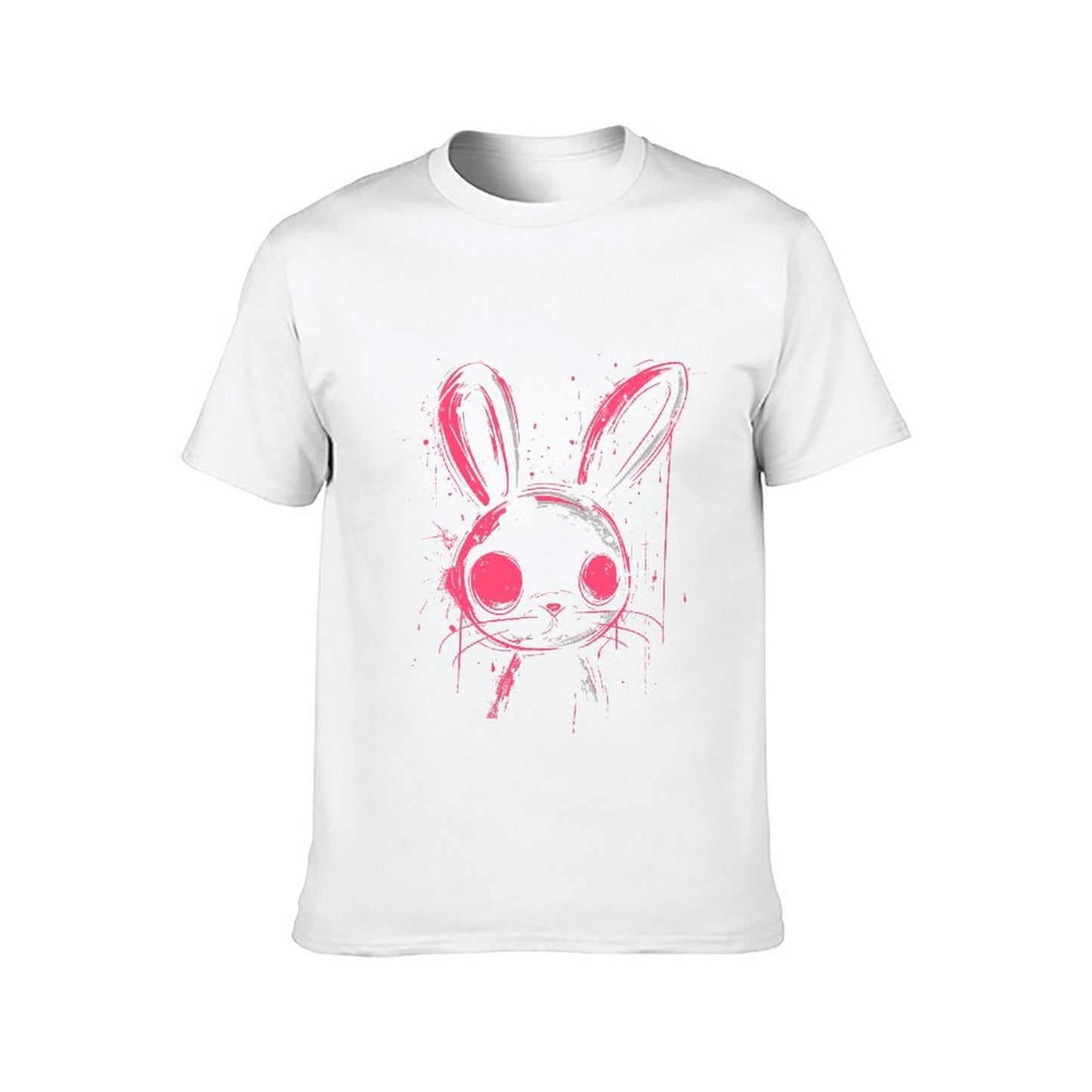 Inkmay Casual Cotton T-shirt Stylish Pink Rabbit Face Art Print Unisex T-shirtSlim Fit Premium Finish T-Shirt