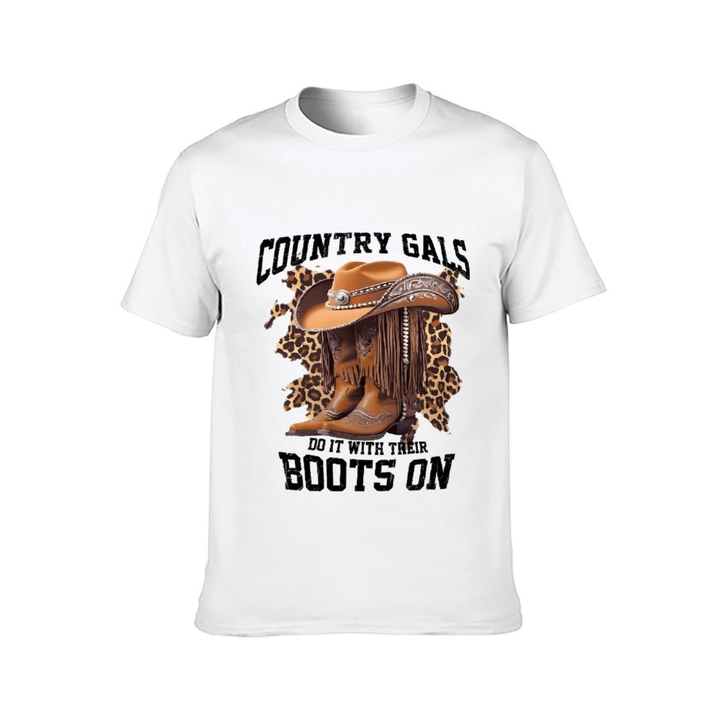 Inkmay Casual Cotton T-shirt Country Gals Leopard Print Boots On Unisex T-shirtStrong Edition T-Shirt