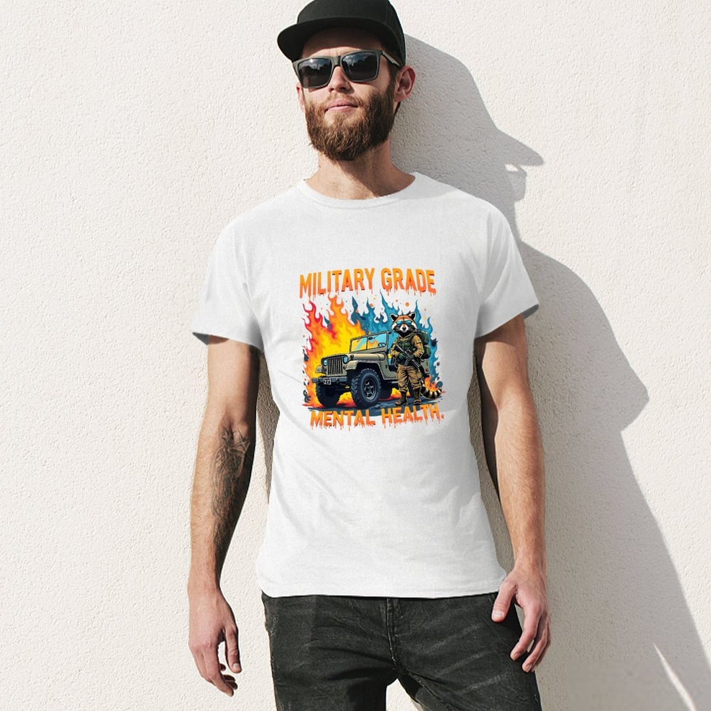 Inkmay Casual Cotton T-shirt Military Grade Mental Health Artwork Design Unisex T-shirtFade-Proof SmoothWear T-Shirt
