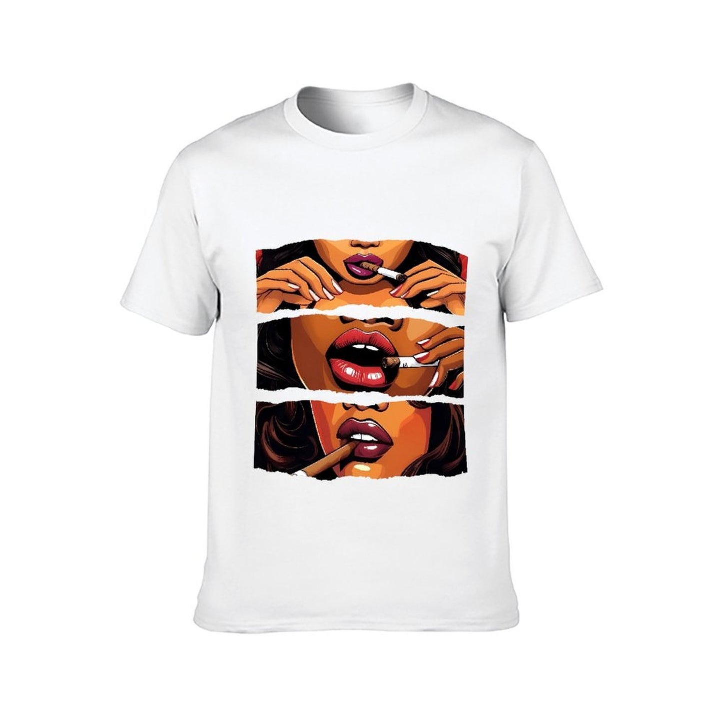 Inkmay Casual Cotton T-shirt Smoking Woman Artistic Pattern Prints Design Unisex T-shirtRecycled Natural T-Shirt