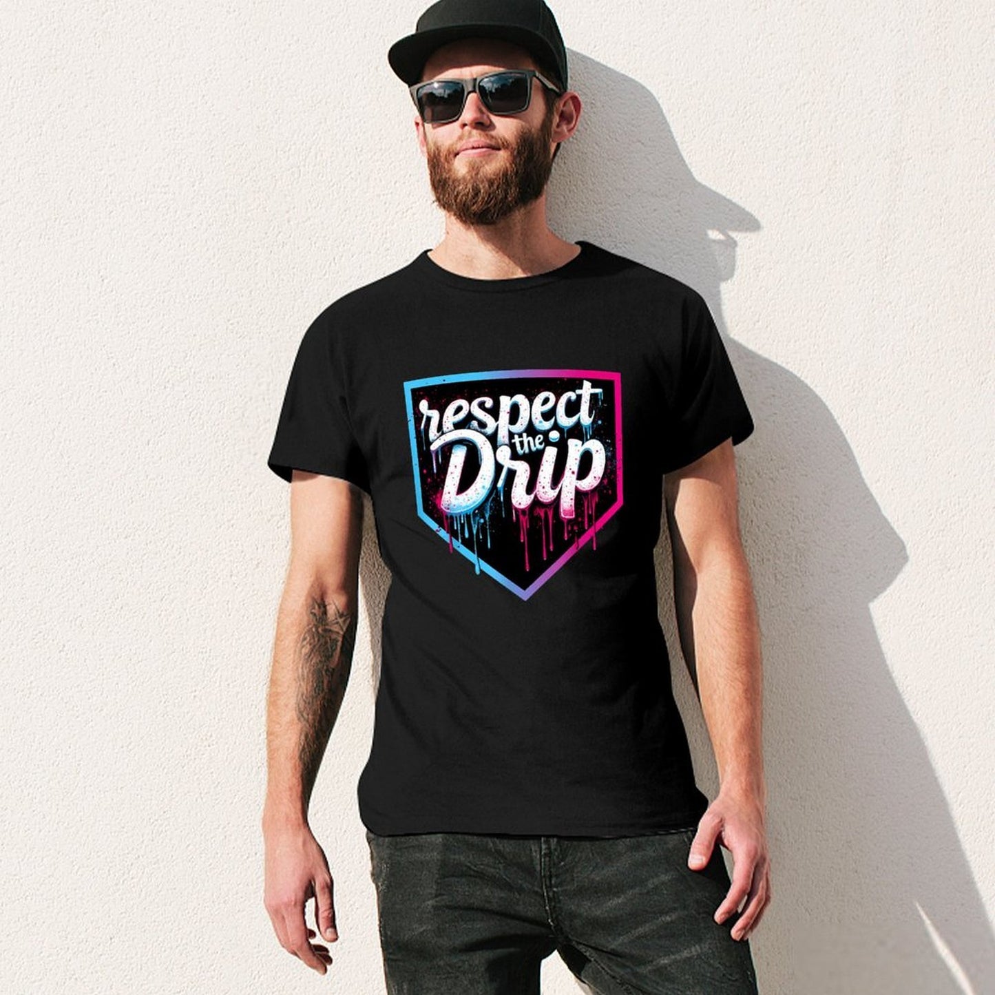 Inkmay Casual Cotton T-shirt Respect The Drip Artistic Design Prints Unisex T-shirtCoreLine EverydayWear T-Shirt