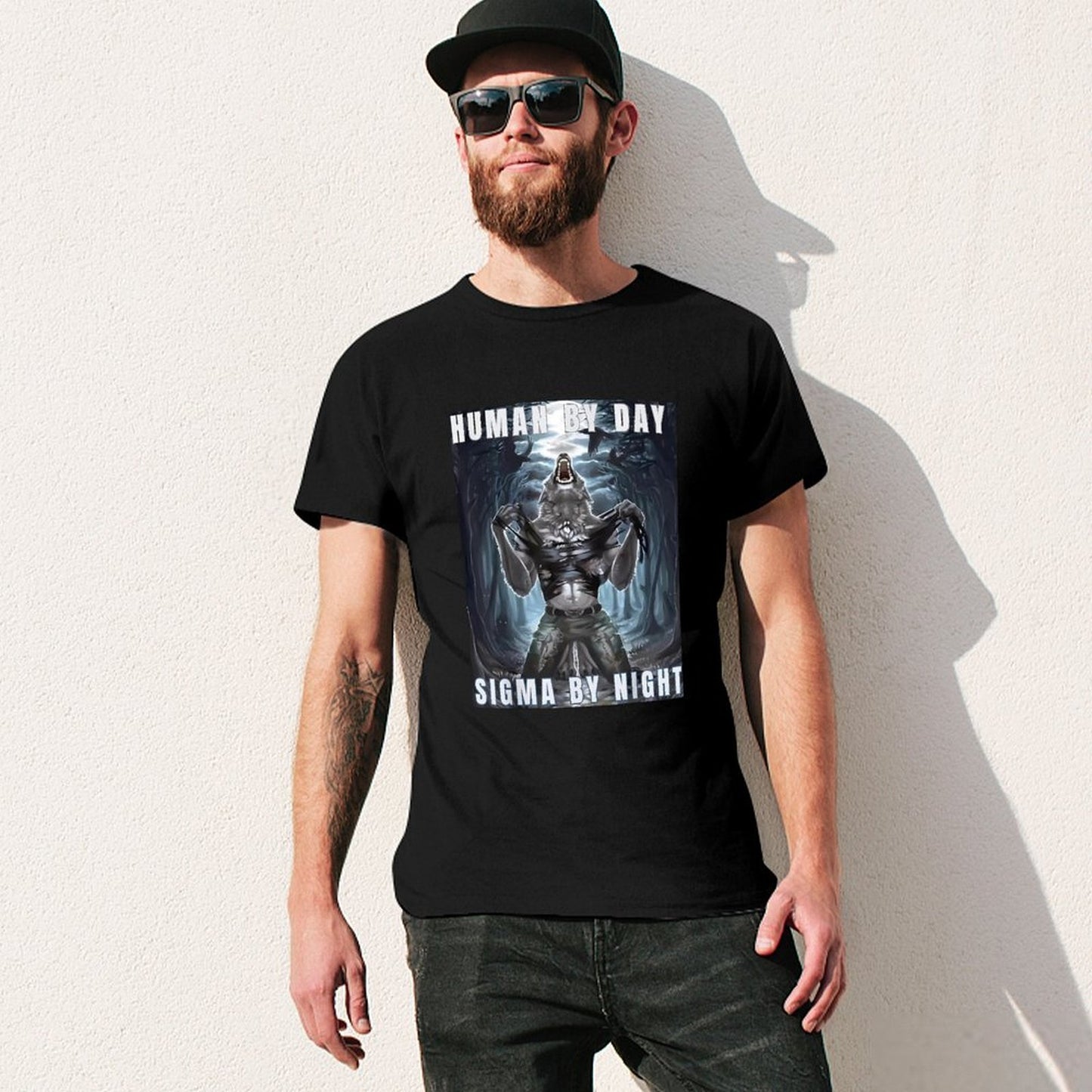 Inkmay Casual Cotton T-shirt Werewolf Transformation Artwork Night Scene Fantasy Unisex T-shirtSoftWear Premium T-Shirt