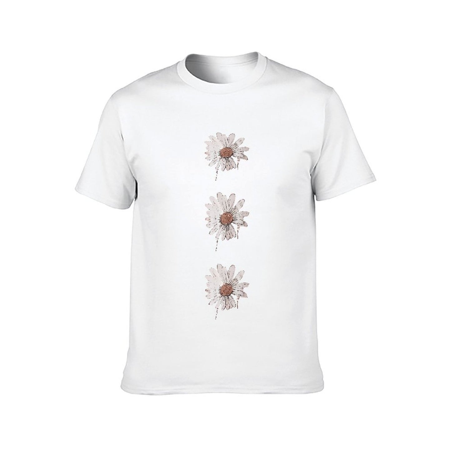 Inkmay Casual Cotton T-shirt Three White Daisies With Brown Centers Unisex T-shirtRelaxFit Essential T-Shirt