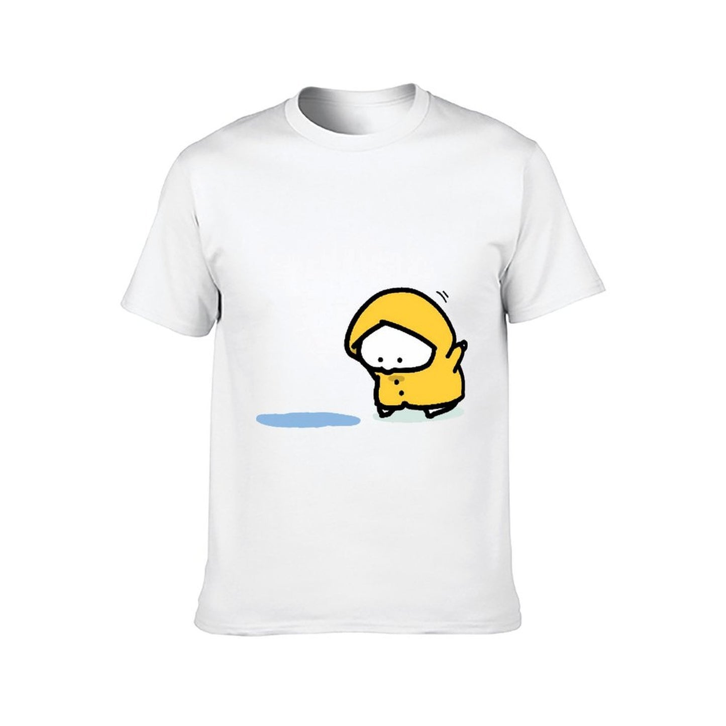 Inkmay Casual Cotton T-shirt Yellow Duck Wearing Raincoat On Black Unisex T-shirtRegular Pure T-Shirt