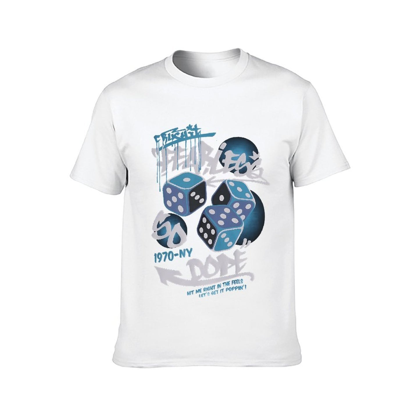 Inkmay Casual Cotton T-shirt Fearless Dice Pattern With Graffiti Art Unisex T-shirt