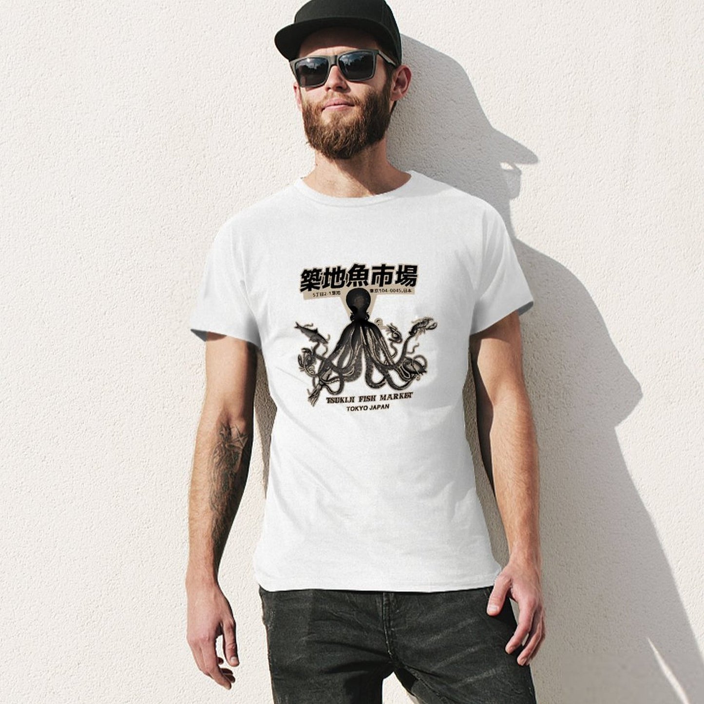 Inkmay Casual Cotton T-shirt Octopus Design On Fish Market Unisex T-shirtSoftstyle Premium T-Shirt