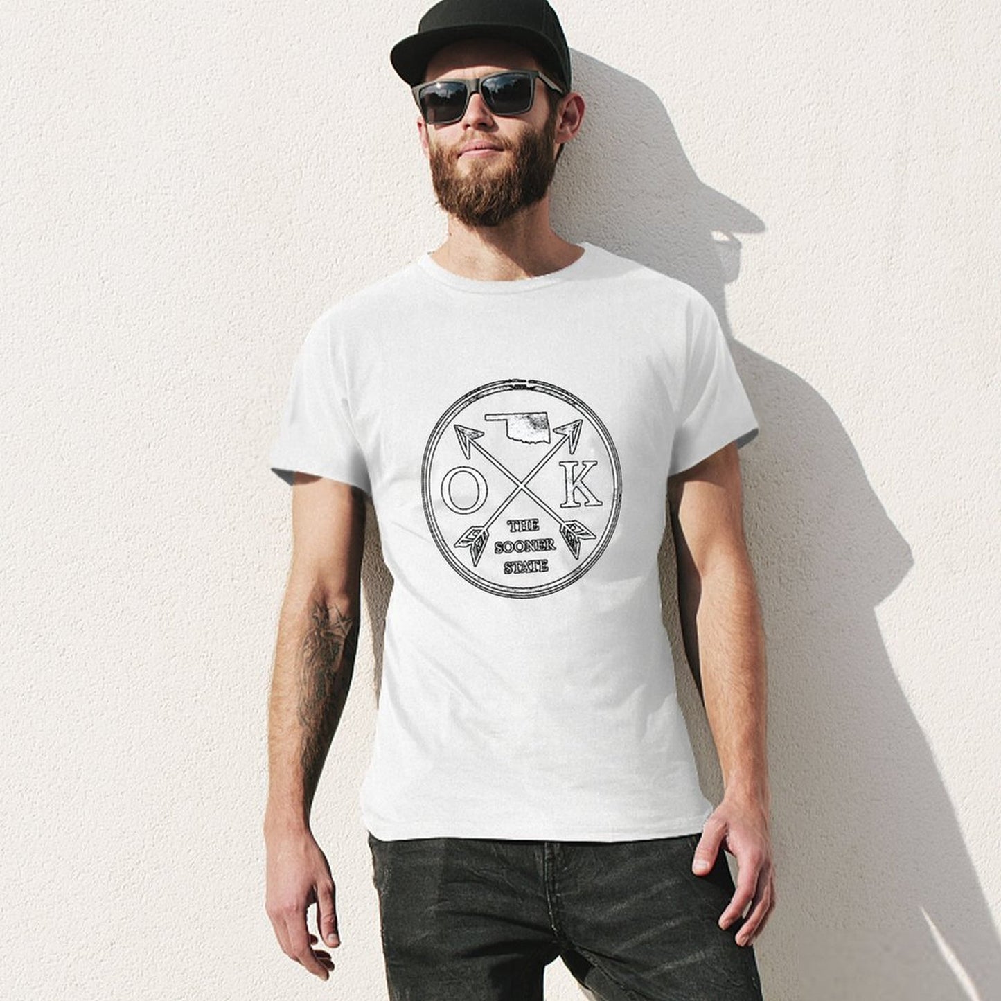 Inkmay Casual Cotton T-shirt Oklahoma Tribal Design With Arrows And Unisex T-shirtSleek Premium T-Shirt