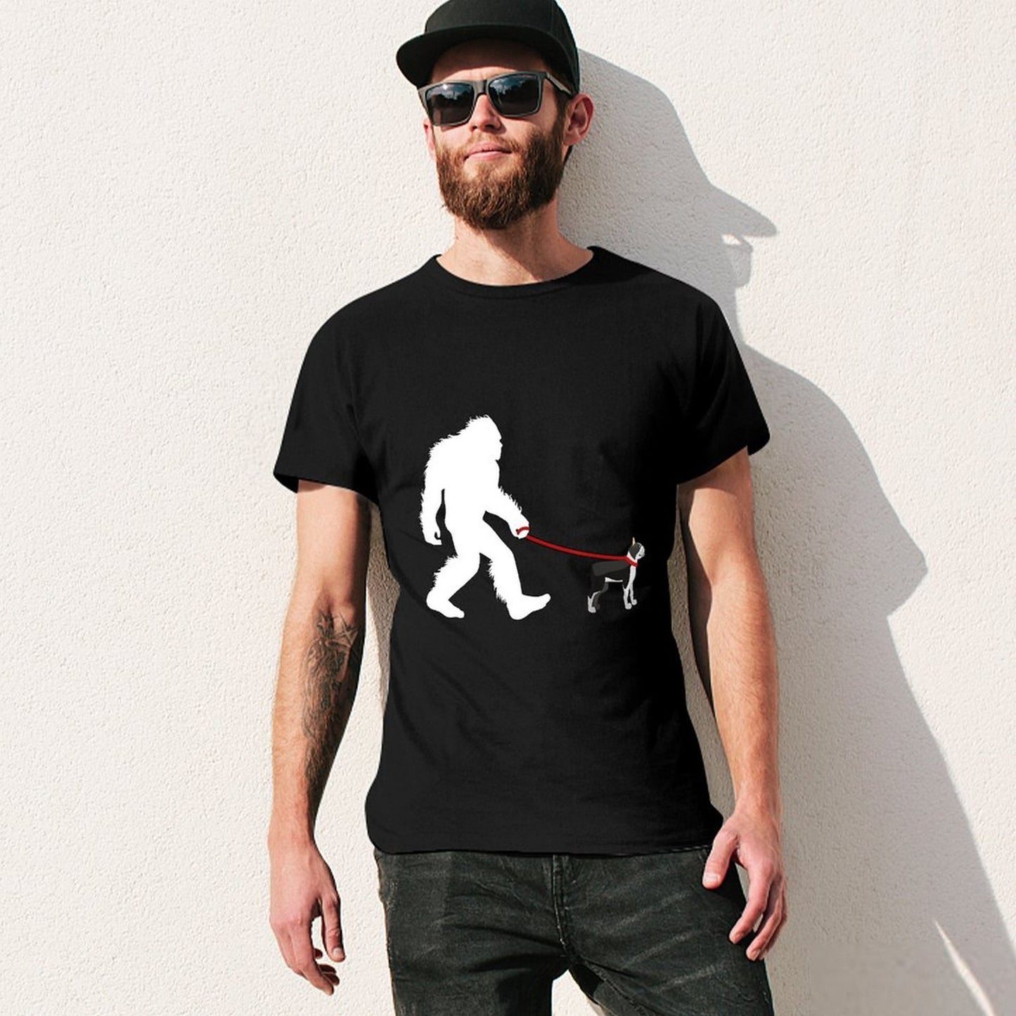 Inkmay Casual Cotton T-shirt Cute French Bulldog Lying Down Playfully Unisex T-shirtPrinted Soft T-Shirt