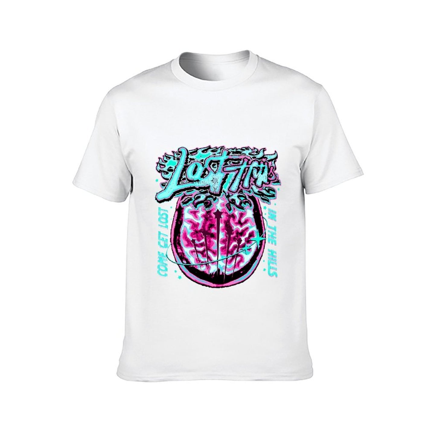 Inkmay Casual Cotton T-shirt Lost Minds Brain Art Print Design Unisex T-shirtSharp Print-Ready T-Shirt