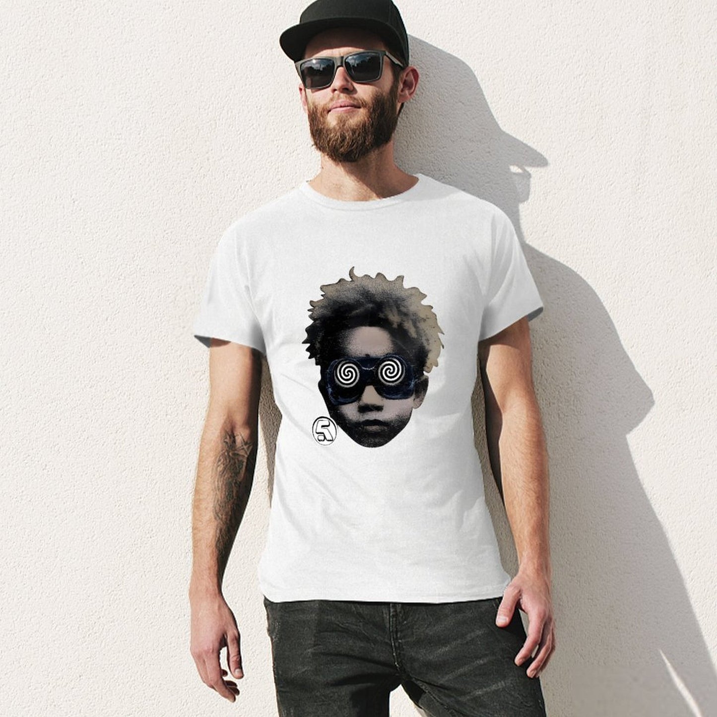 Inkmay Casual Cotton T-shirt Stylish Artistic Face With Swirl Glasses Unisex T-shirtTrueFit Print-Ready T-Shirt