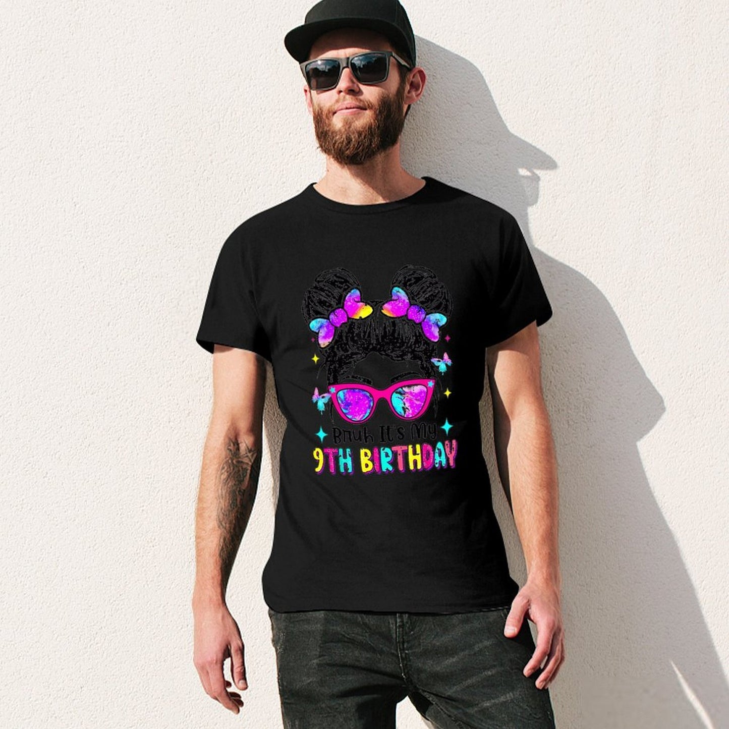 Inkmay Casual Cotton T-shirt Colorful Hearts And Glasses Birthday Design Unisex T-shirtHeritage Oversized T-Shirt