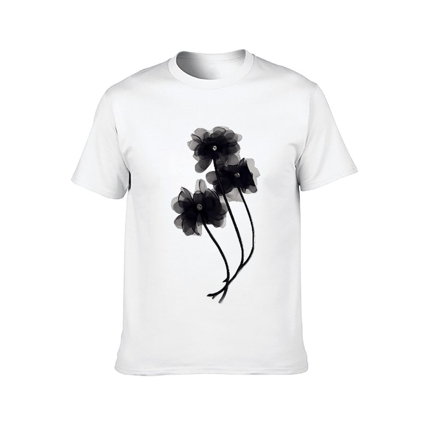 Inkmay Casual Cotton T-shirt Elegant Black And White Floral Design Unisex T-shirtRecycled Urban T-Shirt