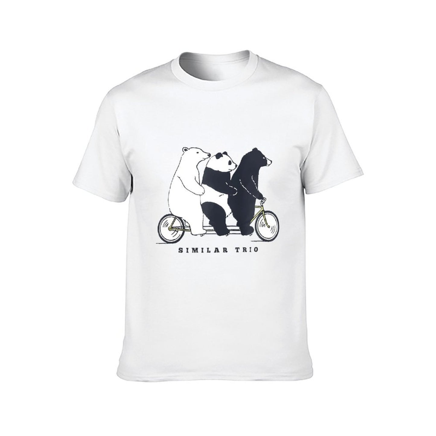 Inkmay Casual Cotton T-shirt Three Bears Riding A Bicycle Together Unisex T-shirtRecycled Midweight T-Shirt