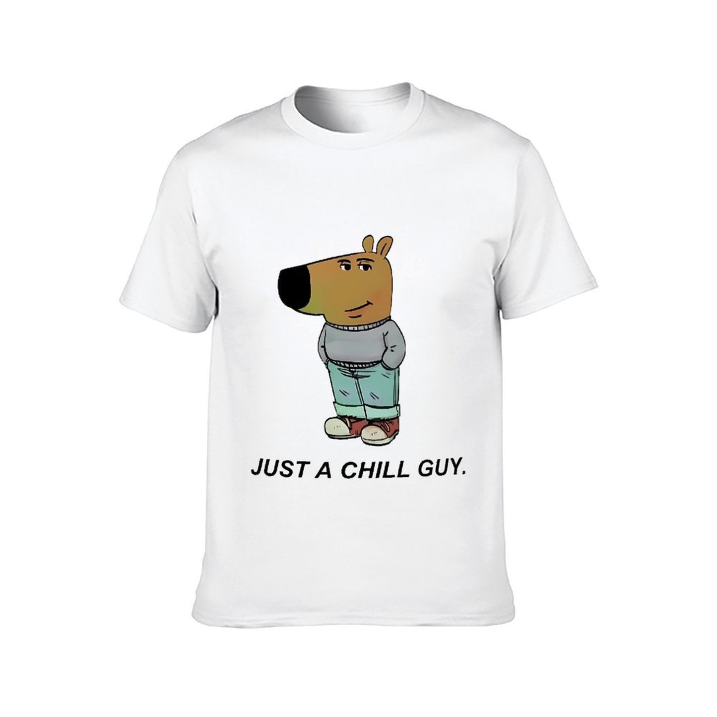 Inkmay Casual Cotton T-shirt Cartoon Character Wearing Casual Outfit Design Unisex T-shirtBreathable Vintage T-Shirt