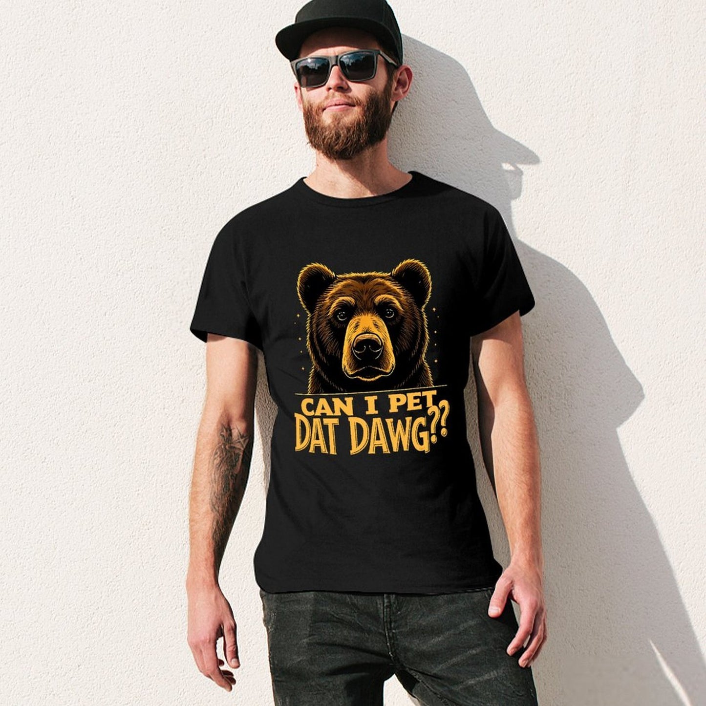 Inkmay Casual Cotton T-shirt Bold Brown Bear With Text Design Unisex T-shirtSoftFeel Oversized T-Shirt