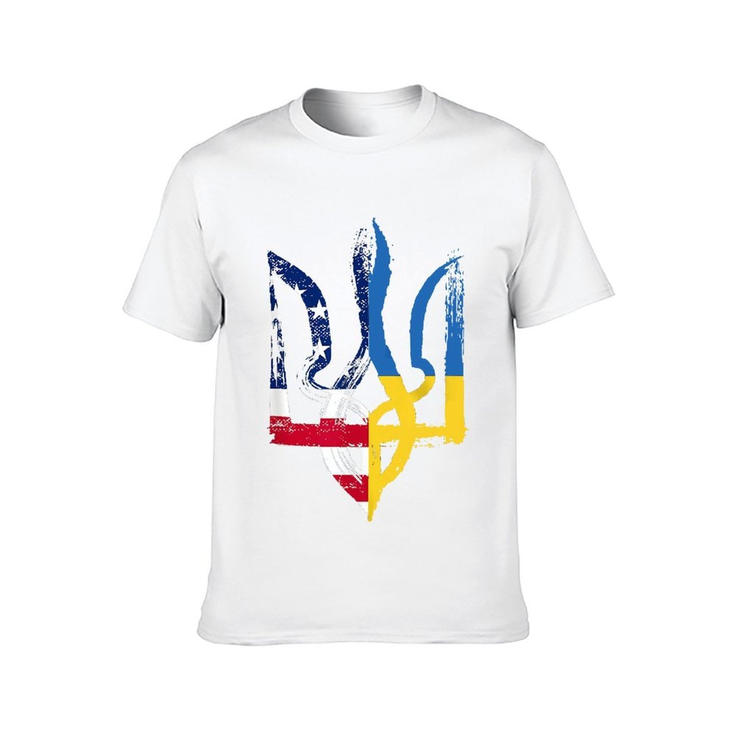 Inkmay Casual Cotton T-shirt Abstract Flag Fusion Artwork Design Elements Unisex T-shirtSignature Plain T-Shirt