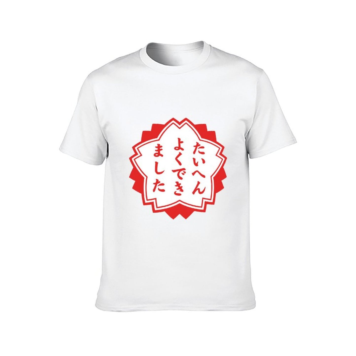 Inkmay Casual Cotton T-shirt Red Background With White Flower Design Unisex T-shirtSport CityStyle T-Shirt