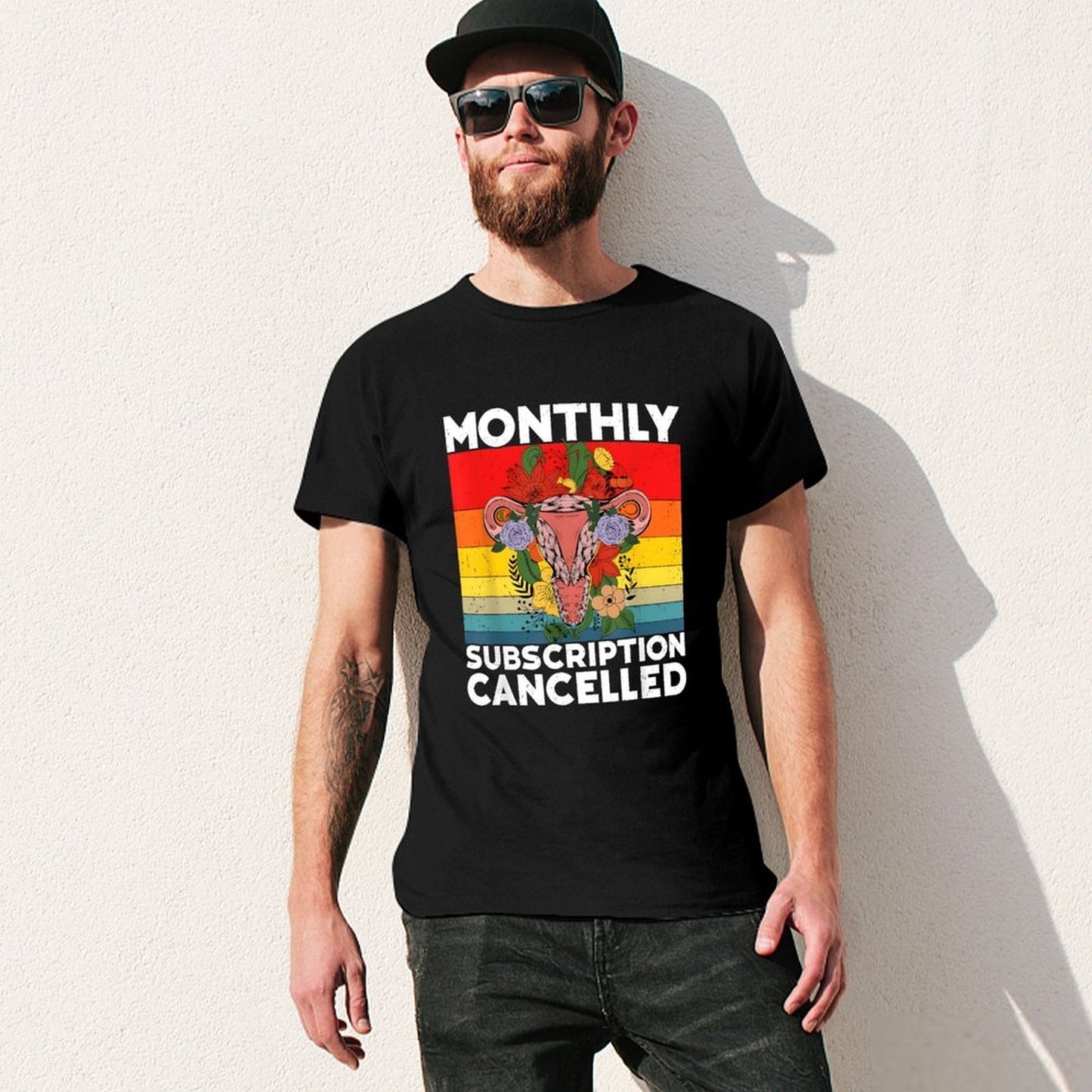 Inkmay Casual Cotton T-shirt Monthly Subscription Cancelled With Floral Design Unisex T-shirtFresh Eco-Conscious T-Shirt
