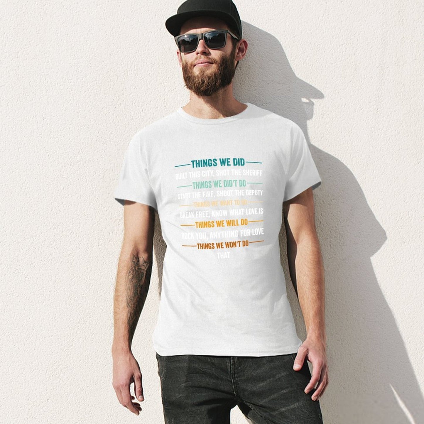 Inkmay Casual Cotton T-shirt Abstract Horizontal Stripes With Torn Edges Unisex T-shirtClassic Comfort T-Shirt
