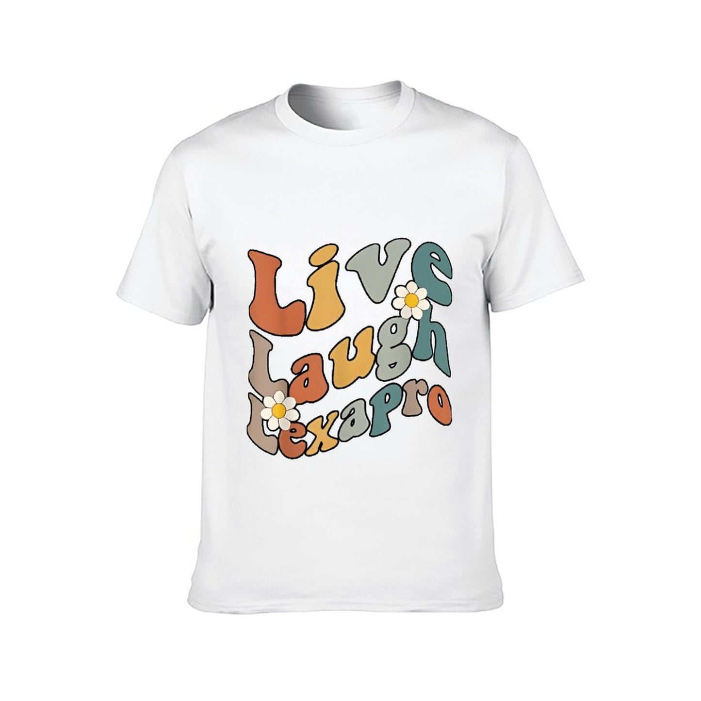 Inkmay Casual Cotton T-shirt Live Laugh Love Pattern Prints Artwork Unisex T-shirtFresh Solid T-Shirt