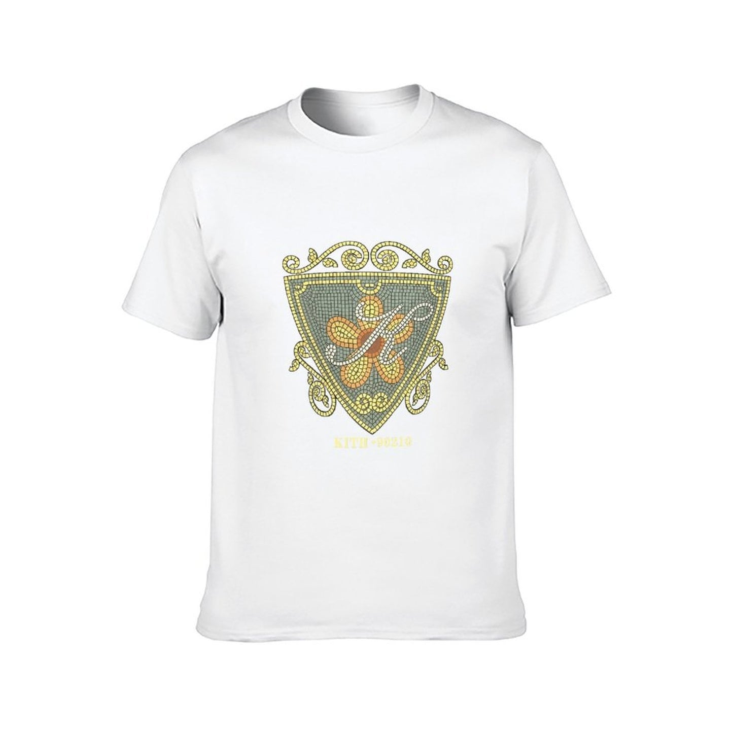 Inkmay Casual Cotton T-shirt Mosaic Shield Design With Floral Motifs Unisex T-shirtUltra Durable Premium T-Shirt