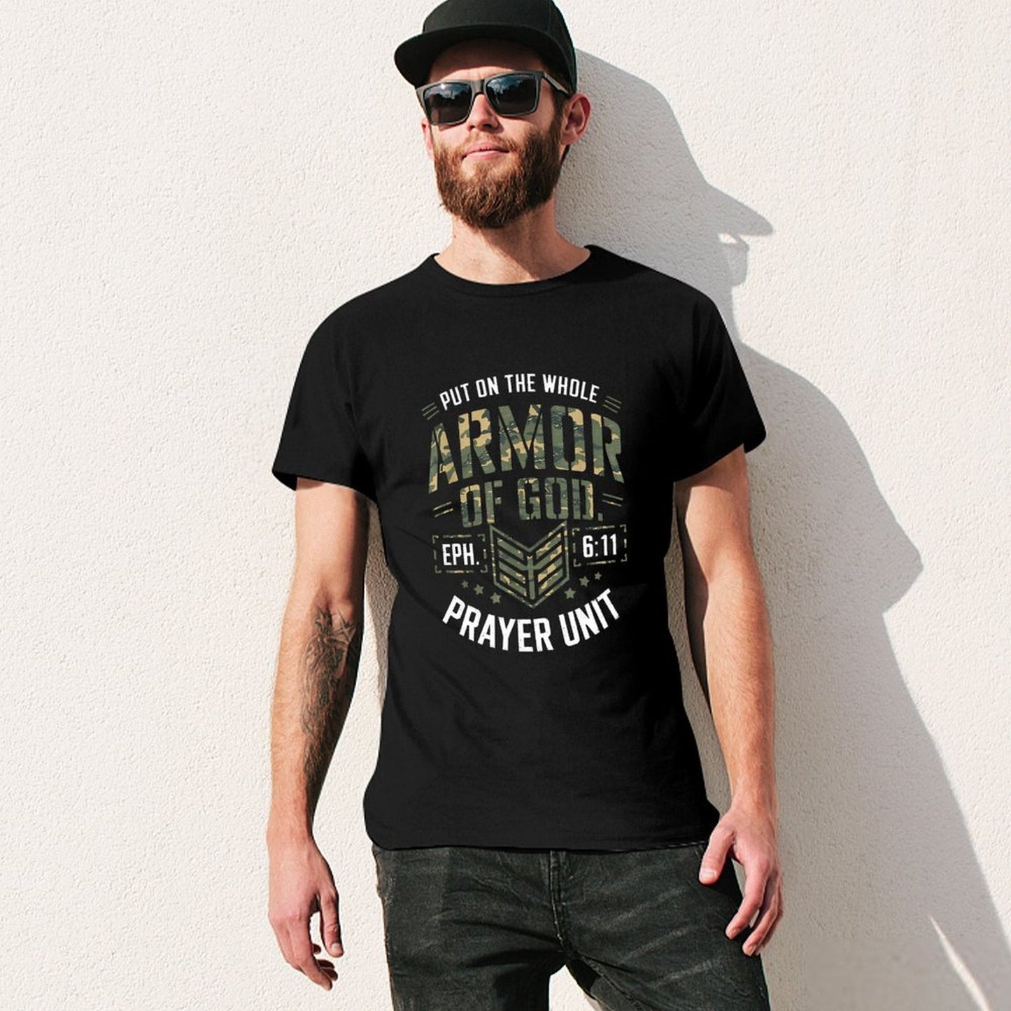 Inkmay Casual Cotton T-shirt Camouflage Print With Text Overlay Unisex T-shirtEverydayFit EverydayComfort T-Shirt