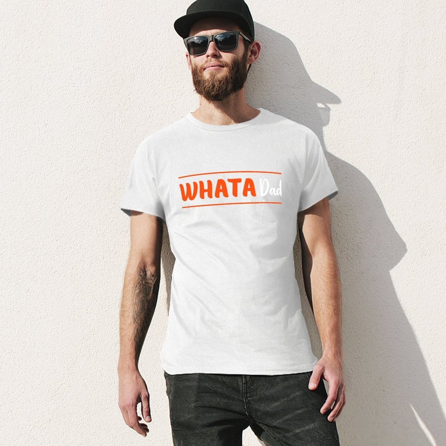 Inkmay Casual Cotton T-shirt Abstract White Shape On Orange Background Unisex T-shirtEco / Sustainable Batch-Printed T-Shirt