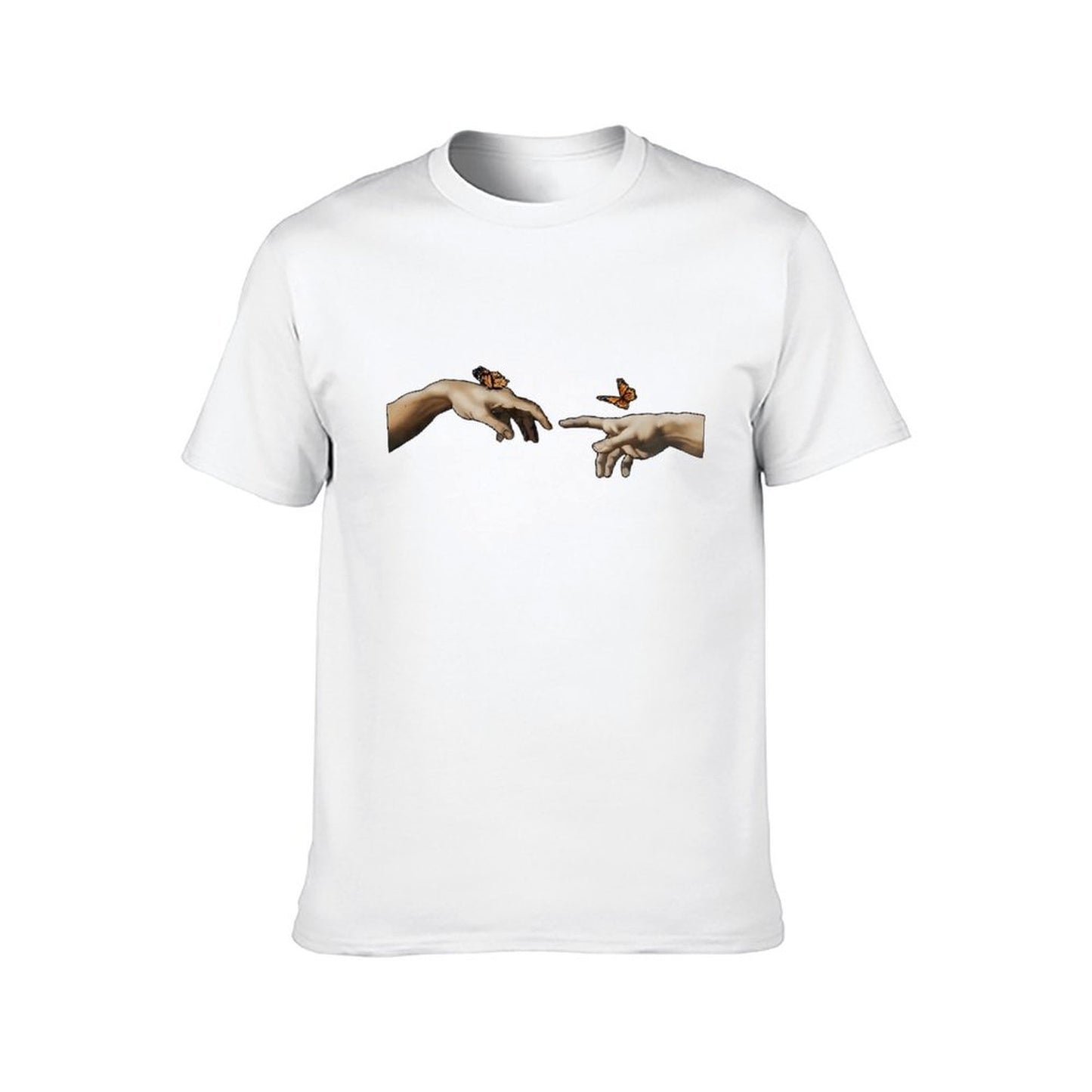 Inkmay Casual Cotton T-shirt Butterfly On Fingers Artistic Design Prints Unisex T-shirtSoftFeel Indoor T-Shirt