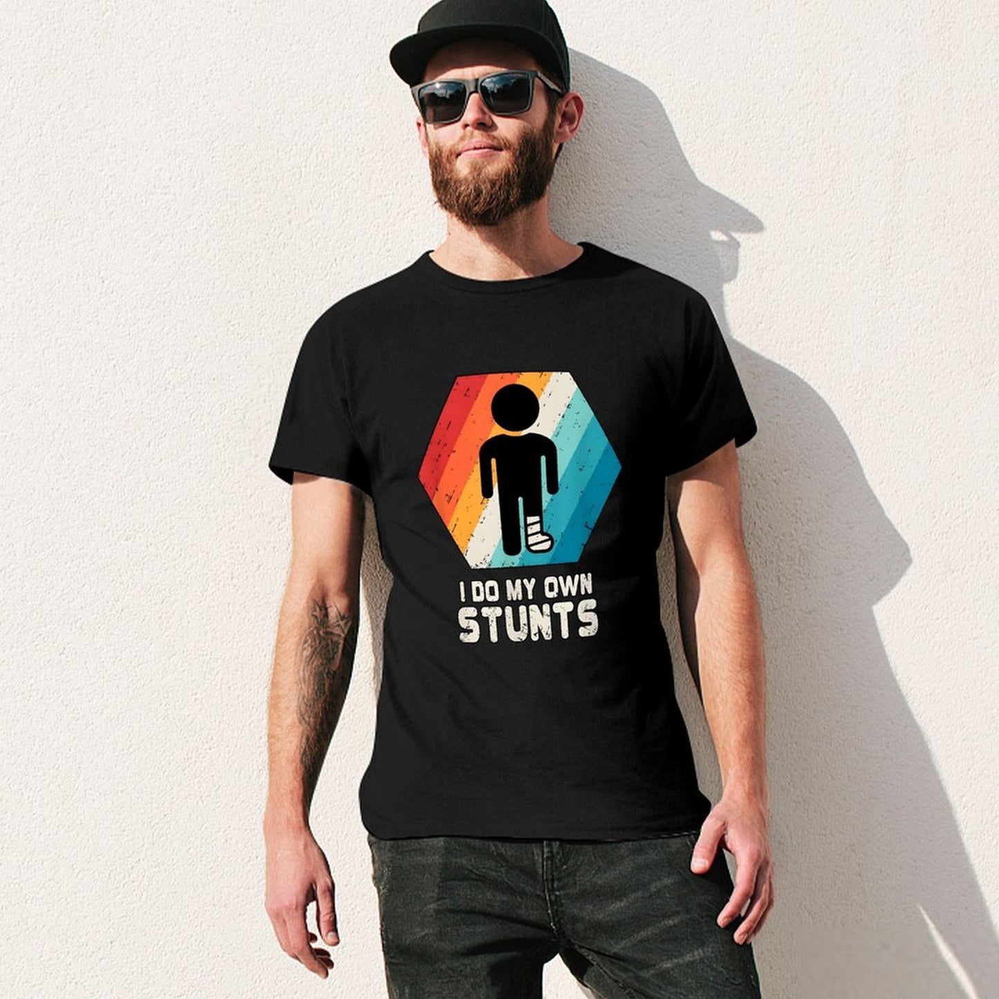 Inkmay Casual Cotton T-shirt Colorful Hexagon With Silhouette Figure Inside Unisex T-shirtSmooth Sleek T-Shirt